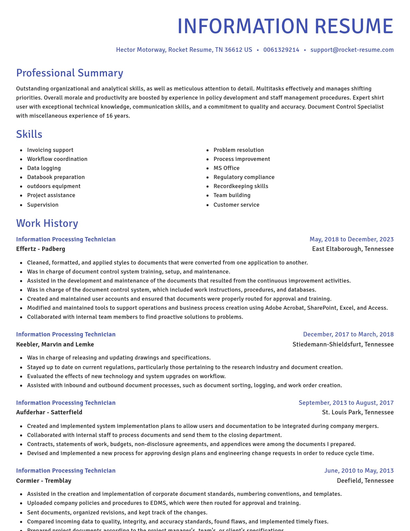 Novel resume template