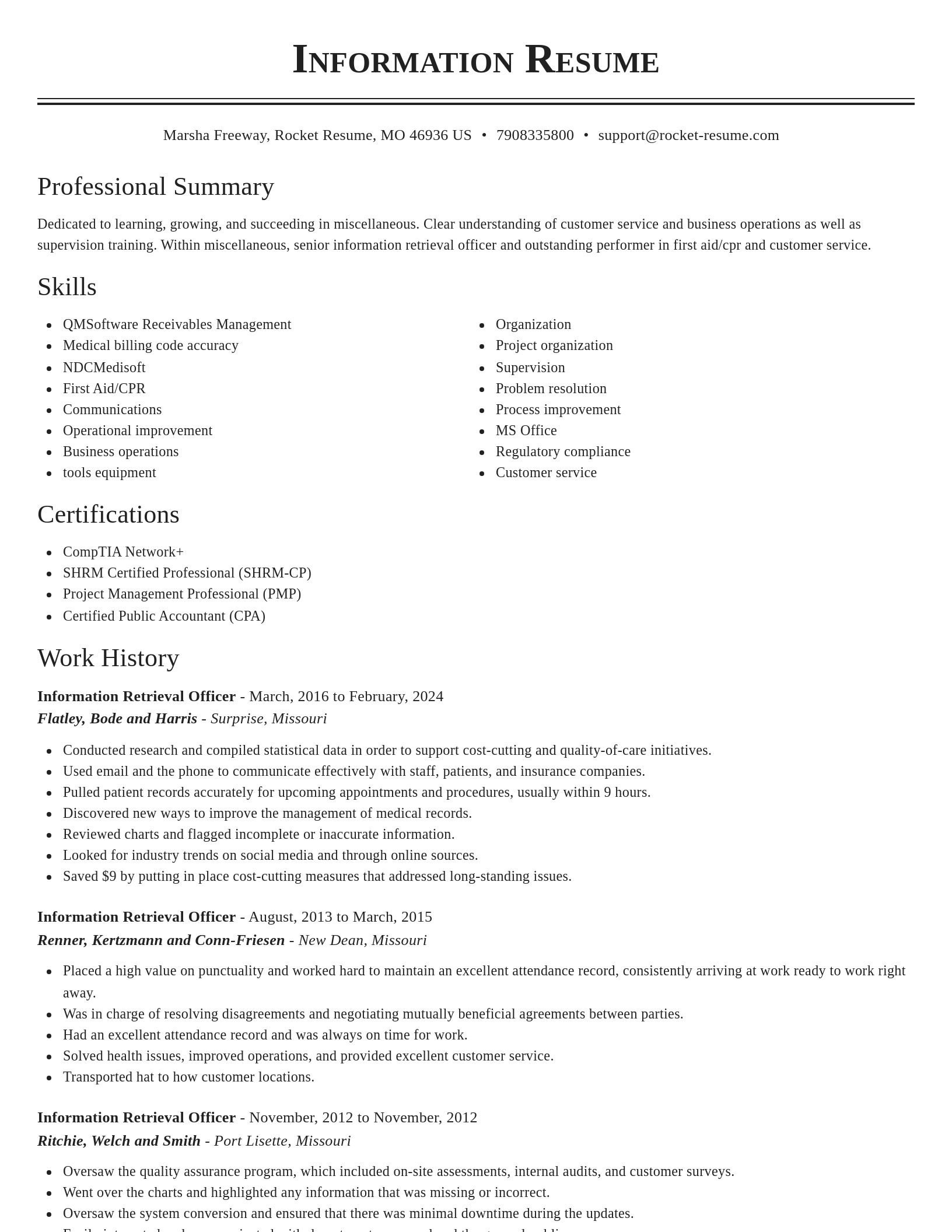 Classic resume template