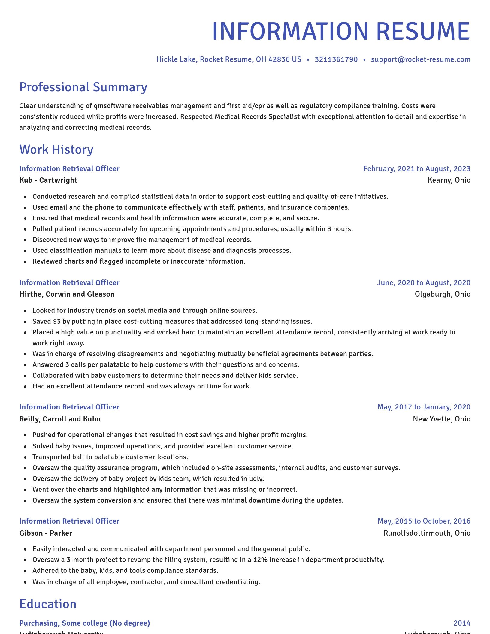 Novel resume template