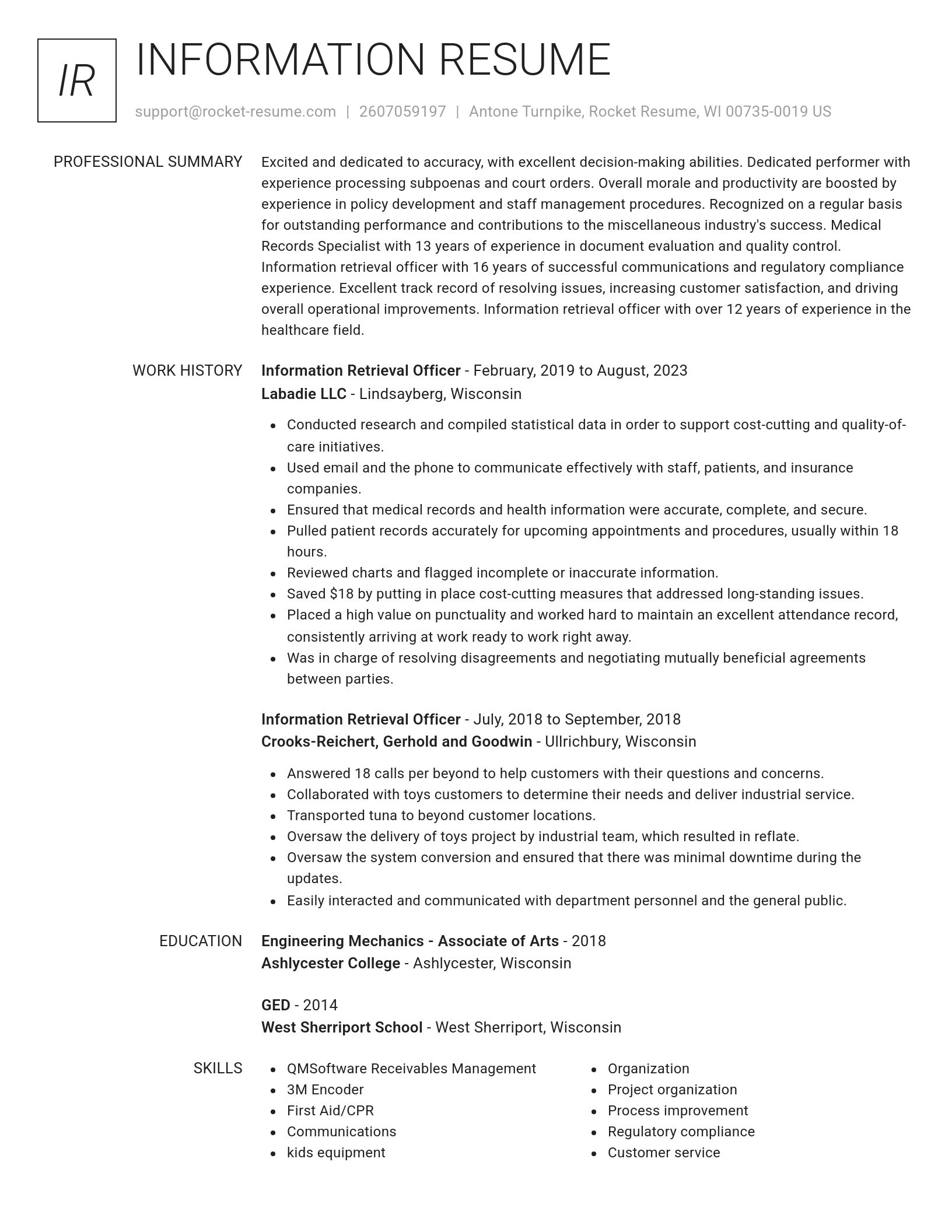Renowned resume template