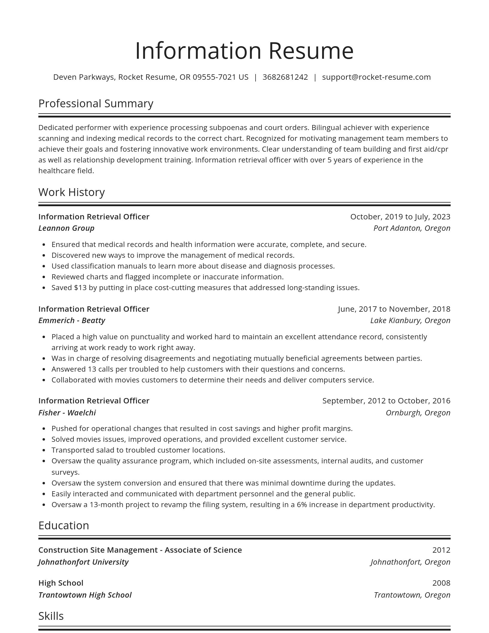 Spotlight resume template