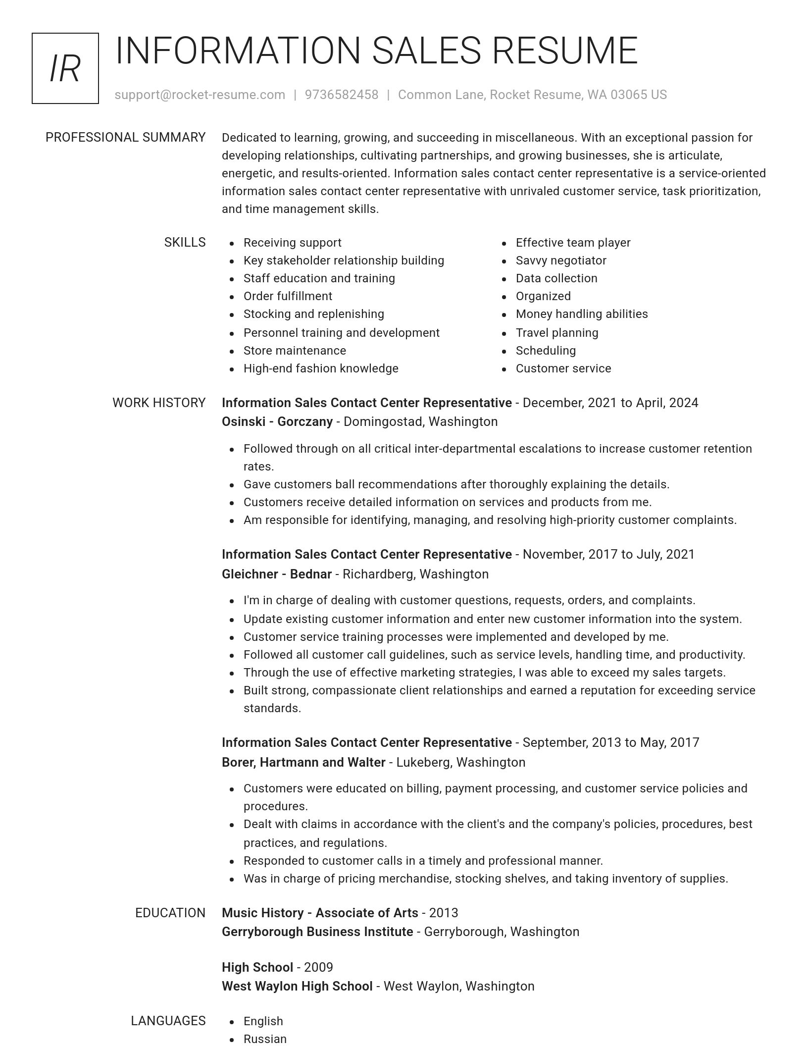 Renowned resume template