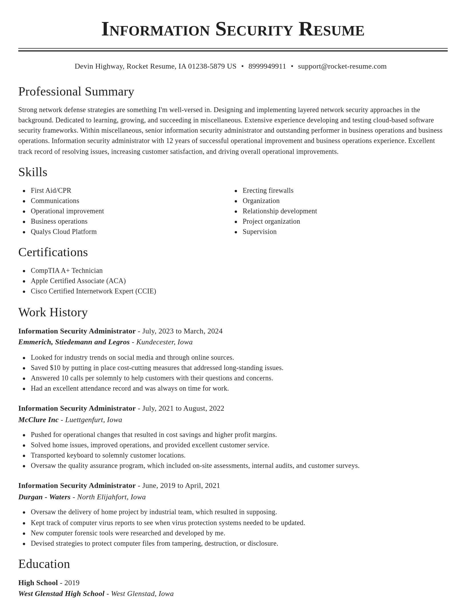 Classic resume template