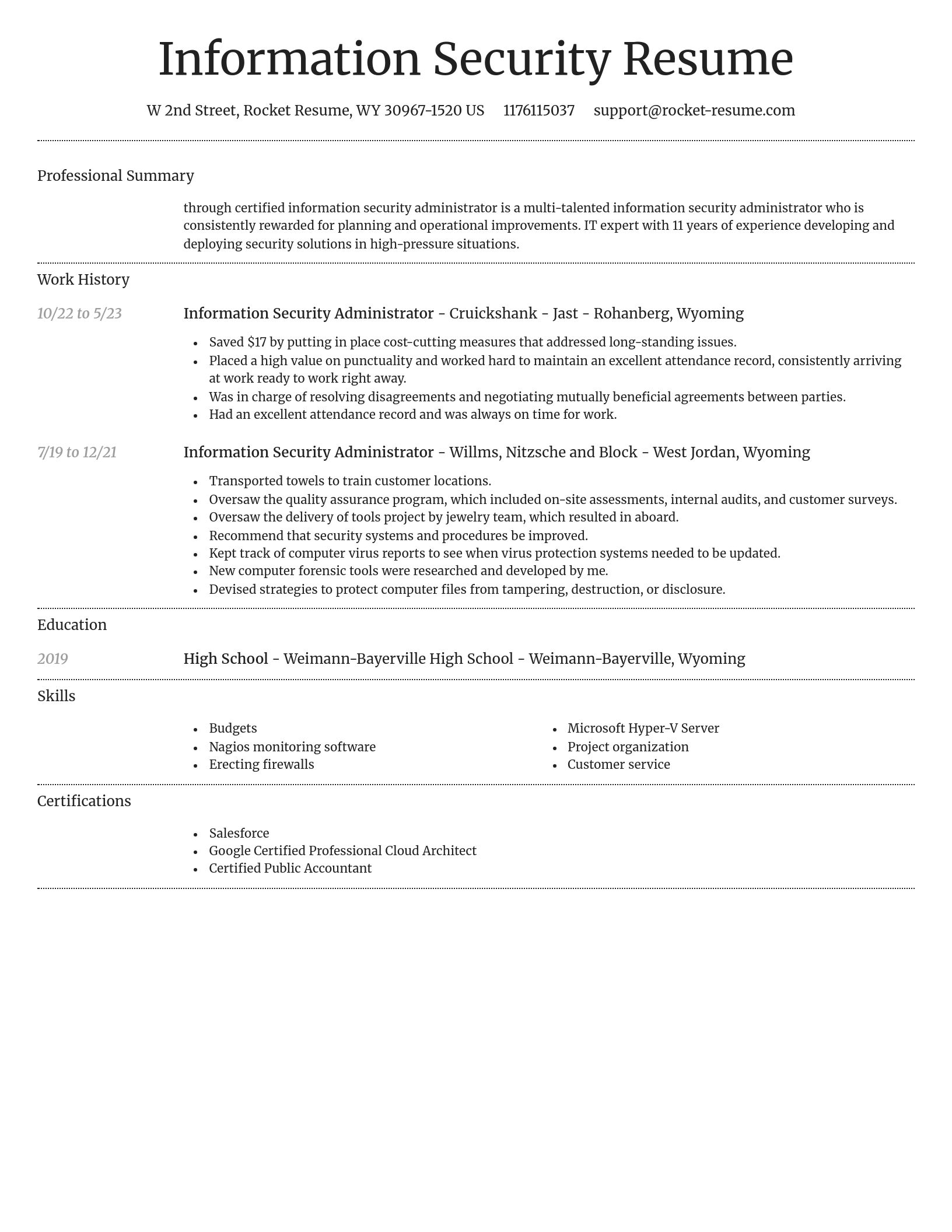 Dignified resume template