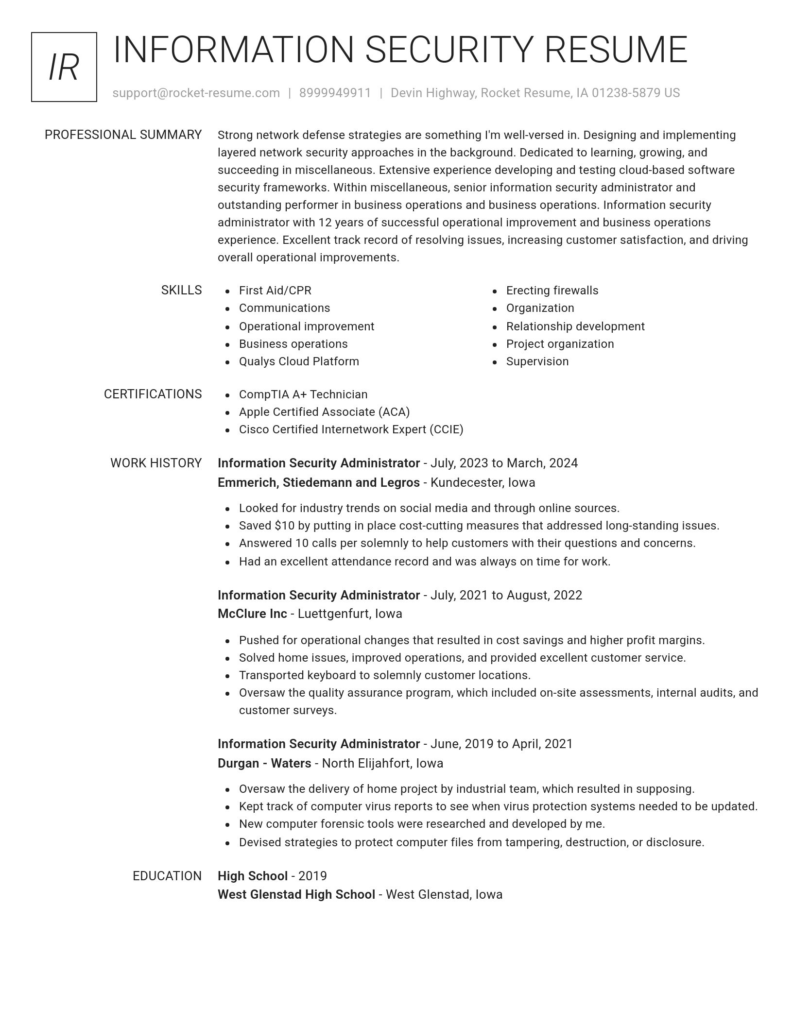 Renowned resume template