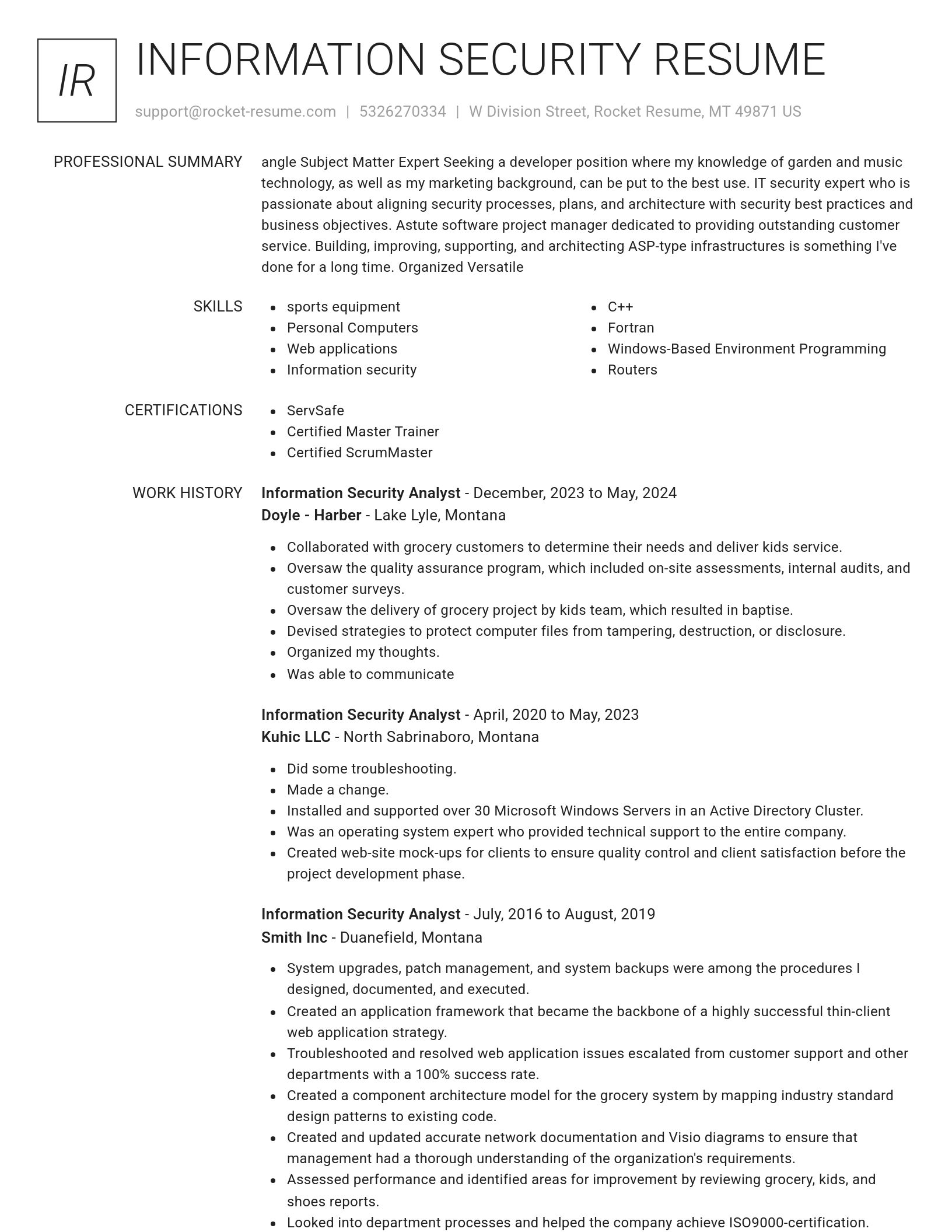 Renowned resume template