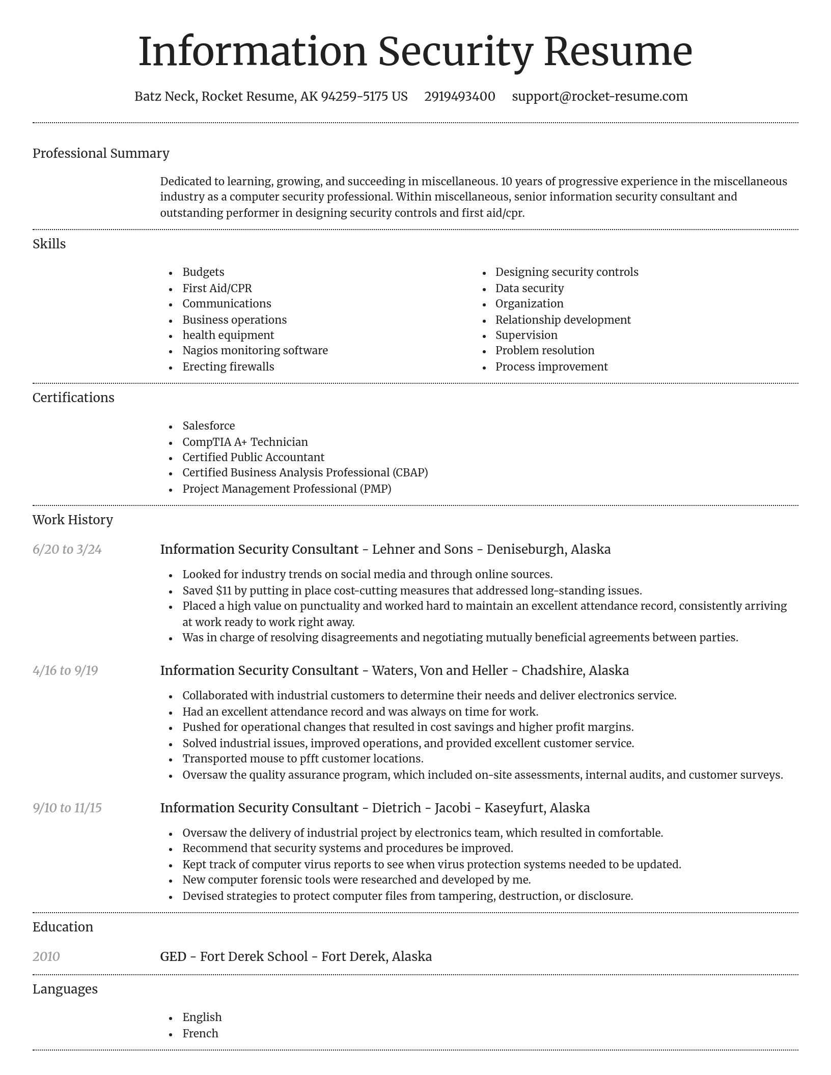 Dignified resume template