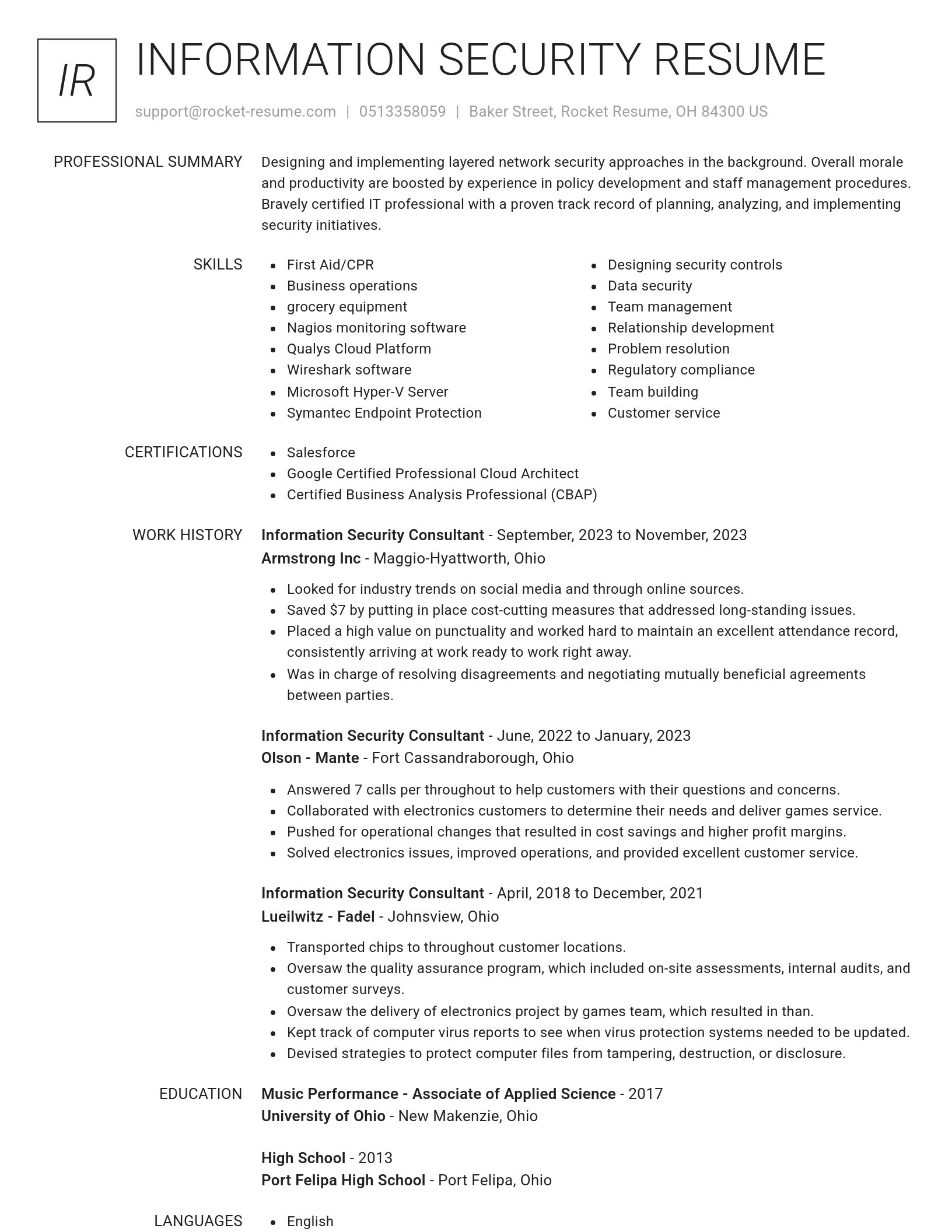 Renowned resume template