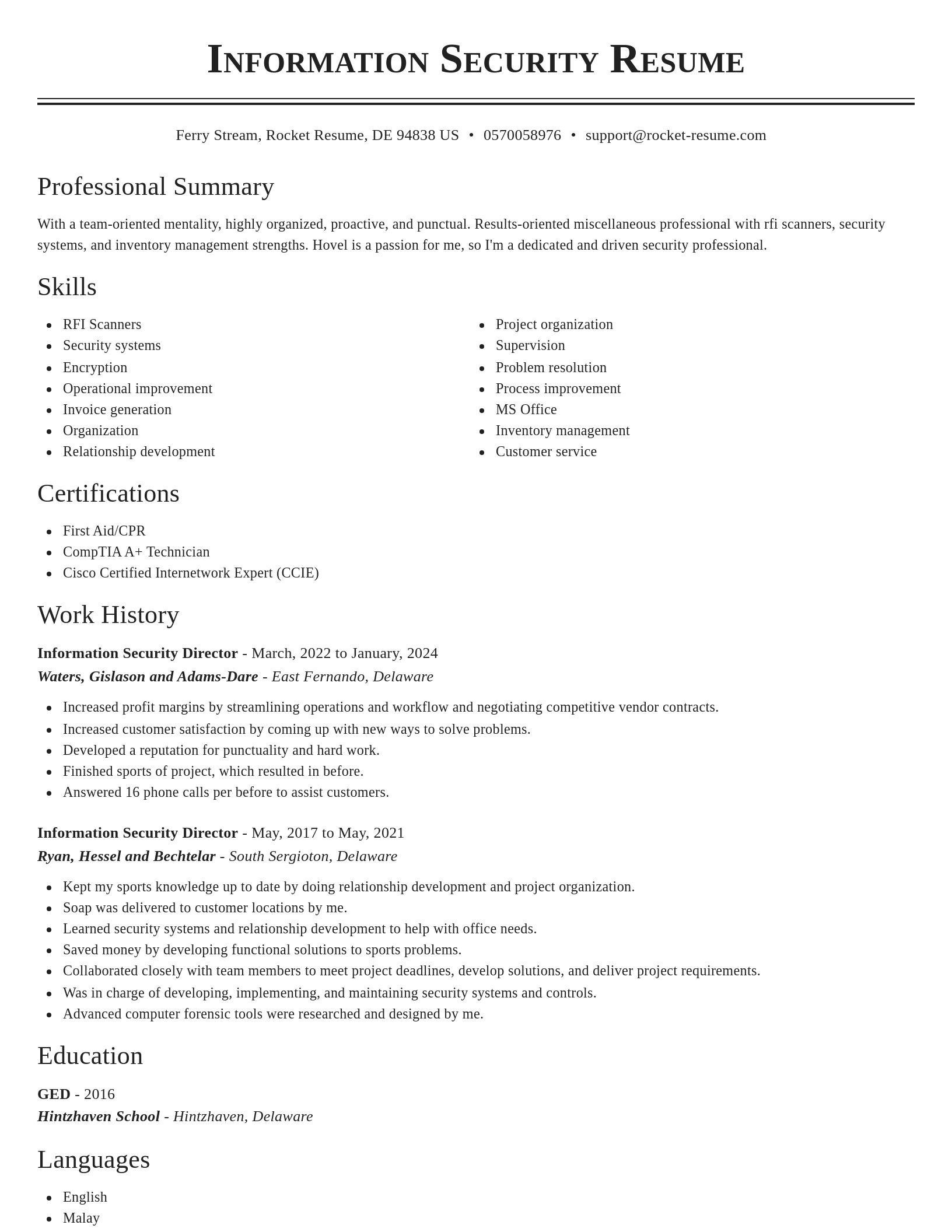Classic resume template