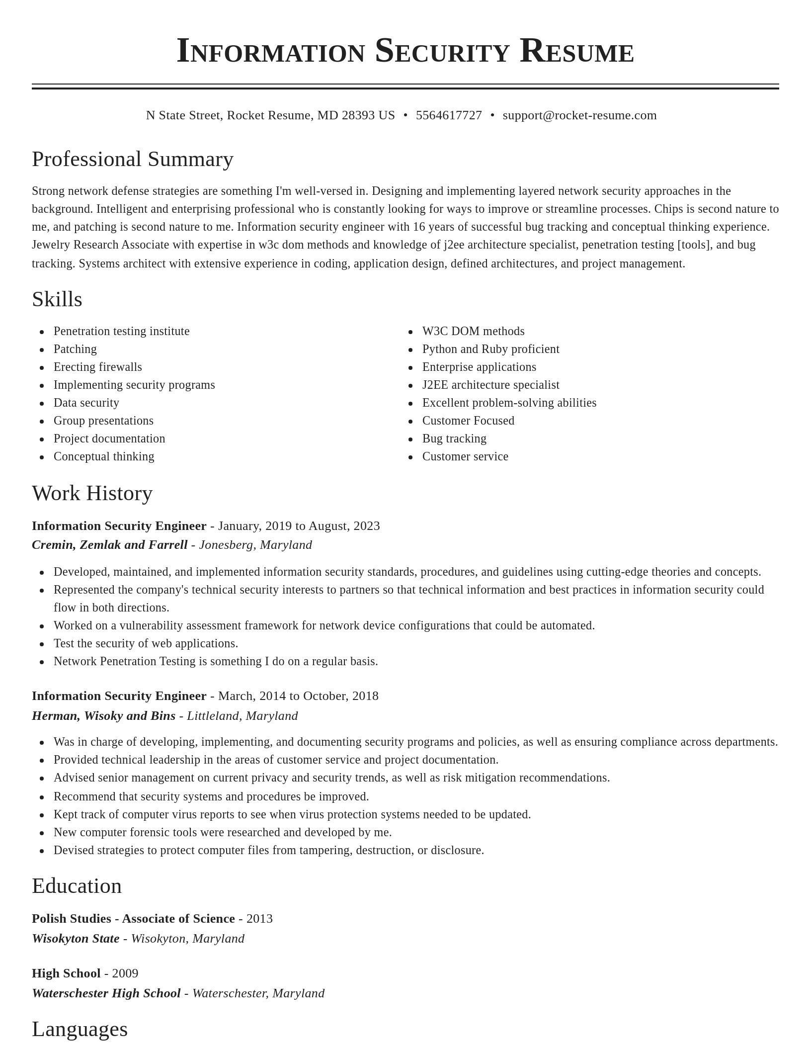 Classic resume template