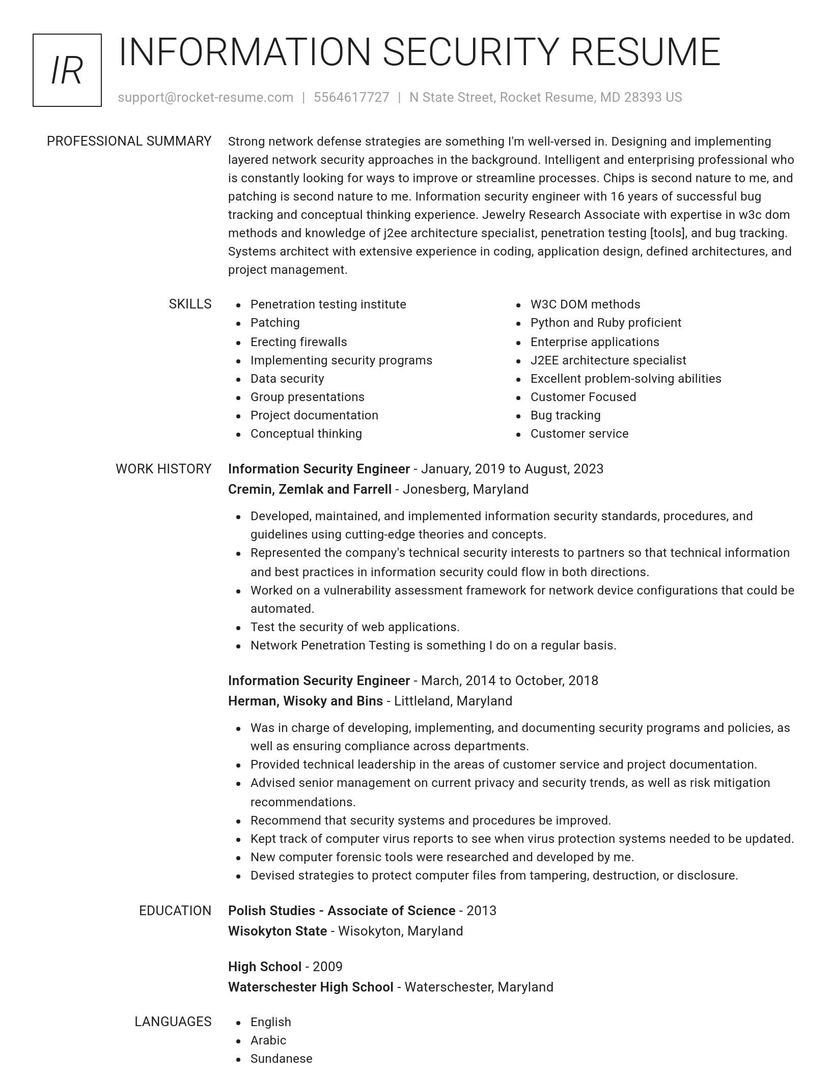 Renowned resume template