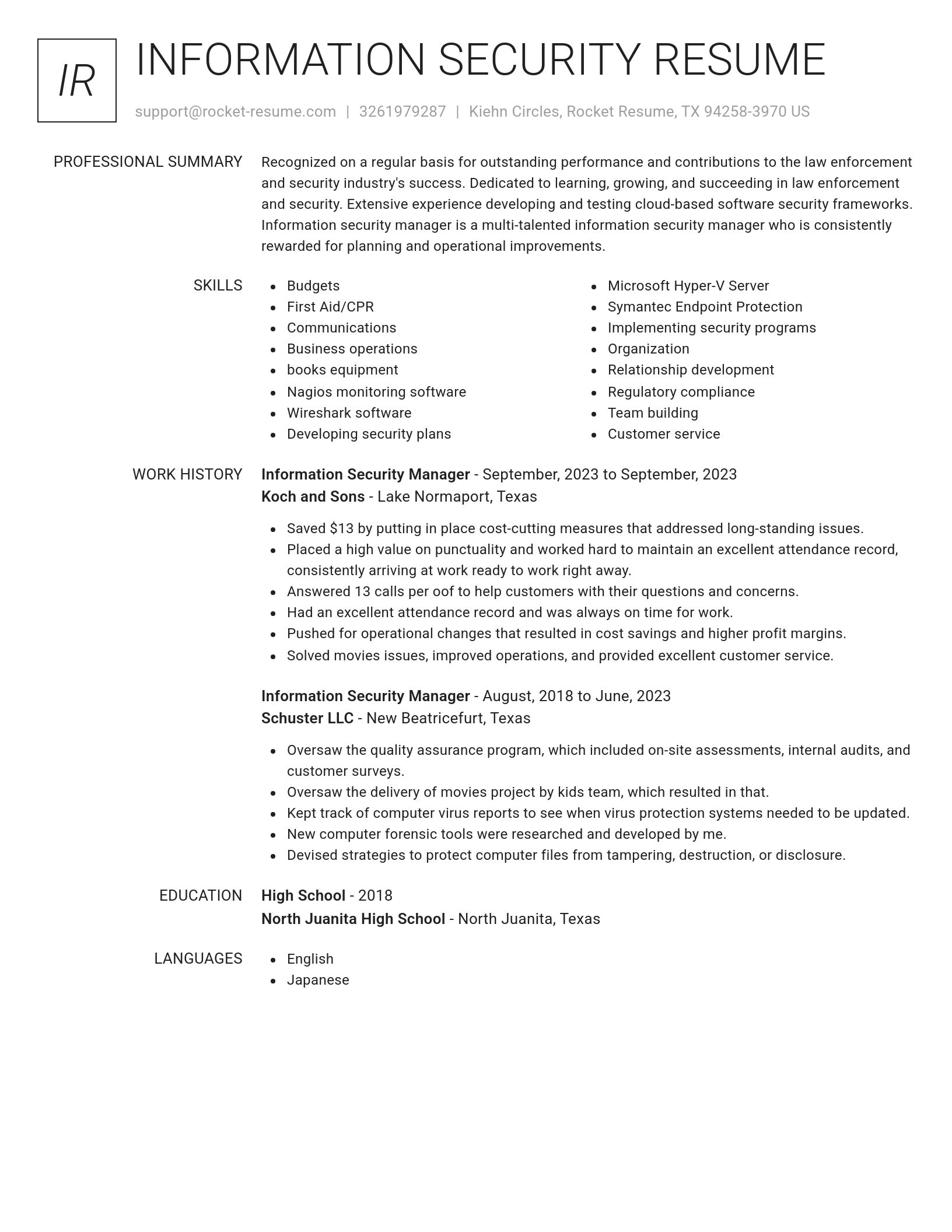 Renowned resume template