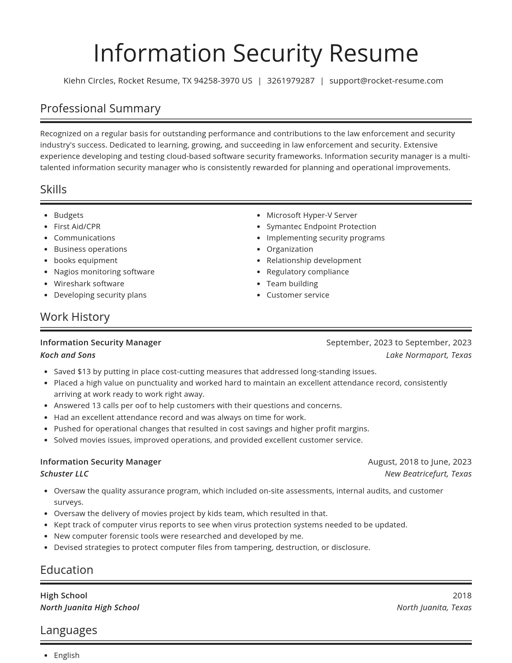 Spotlight resume template