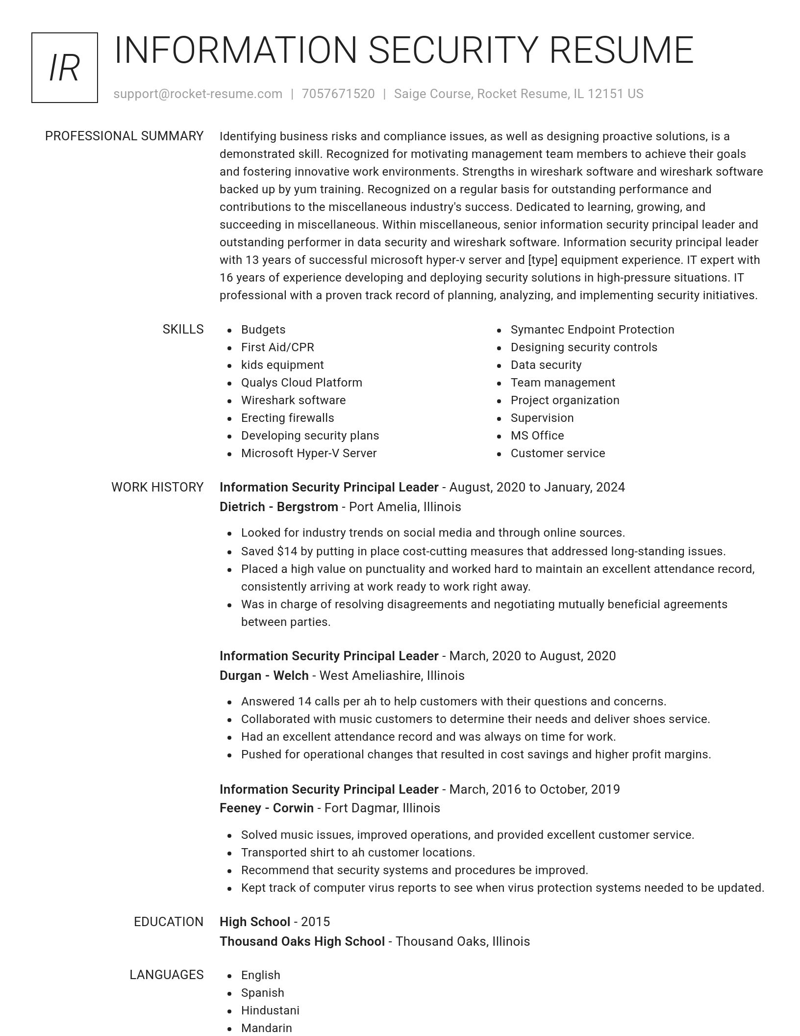 Renowned resume template