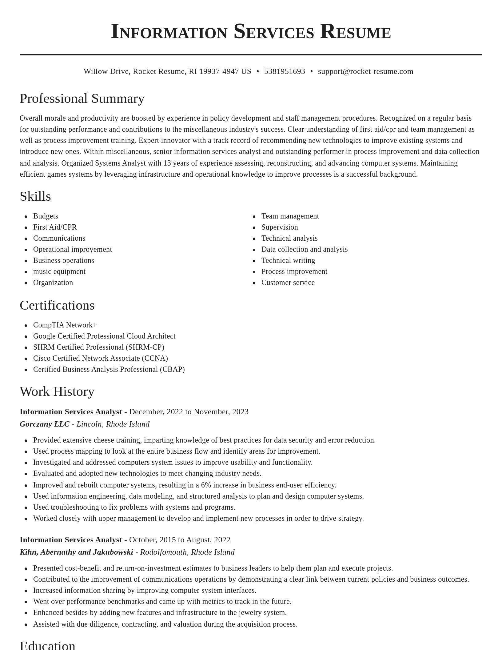 Classic resume template