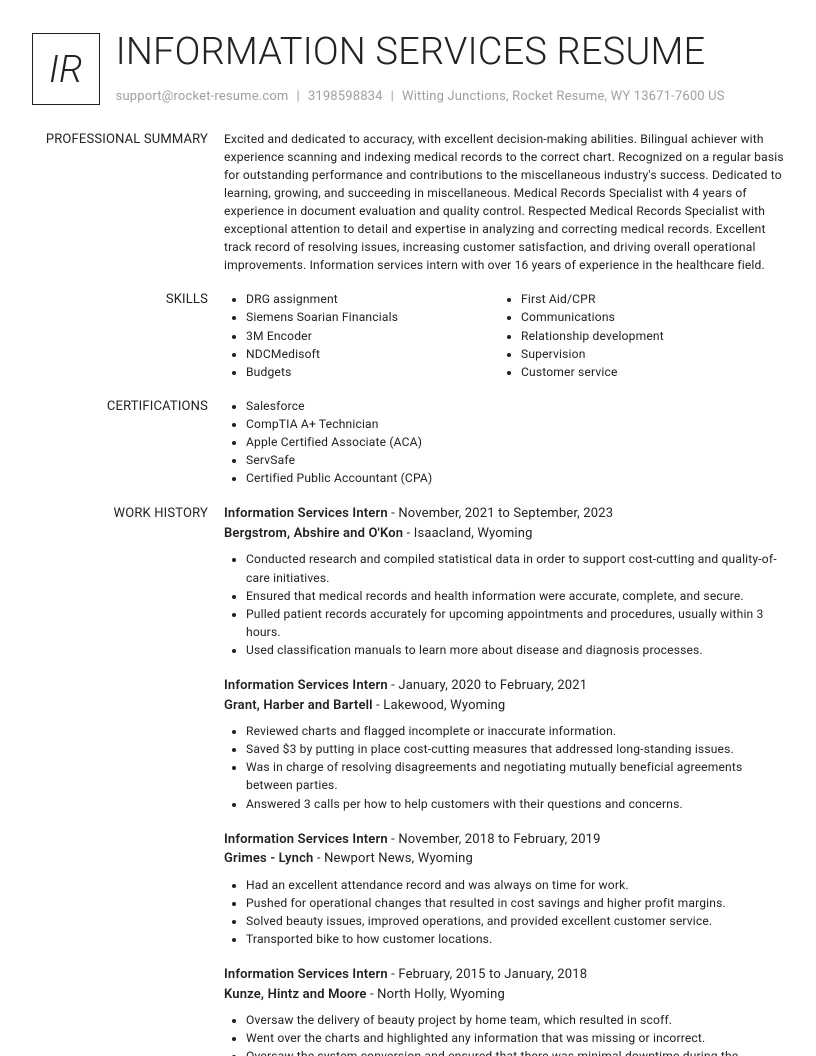 Renowned resume template
