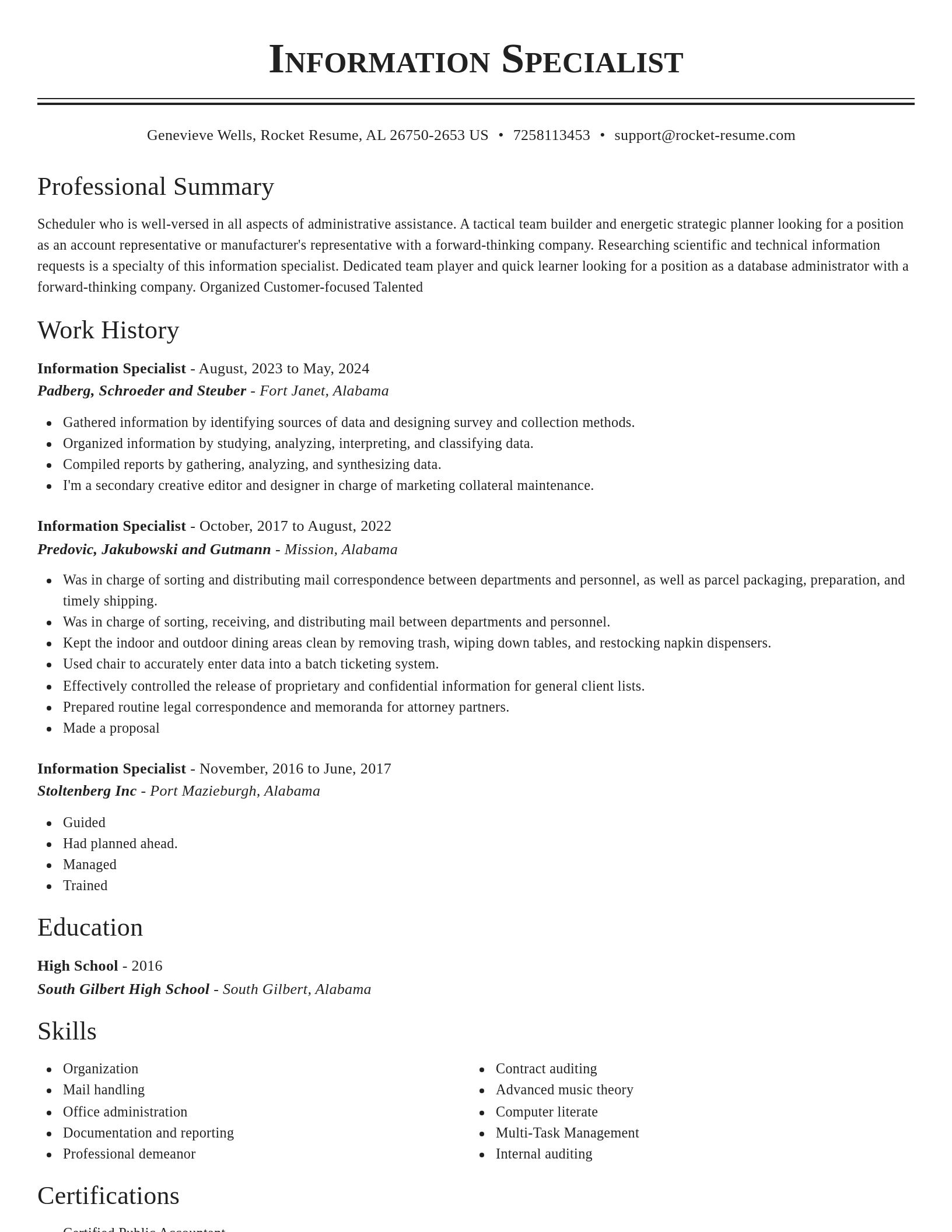 Classic resume template