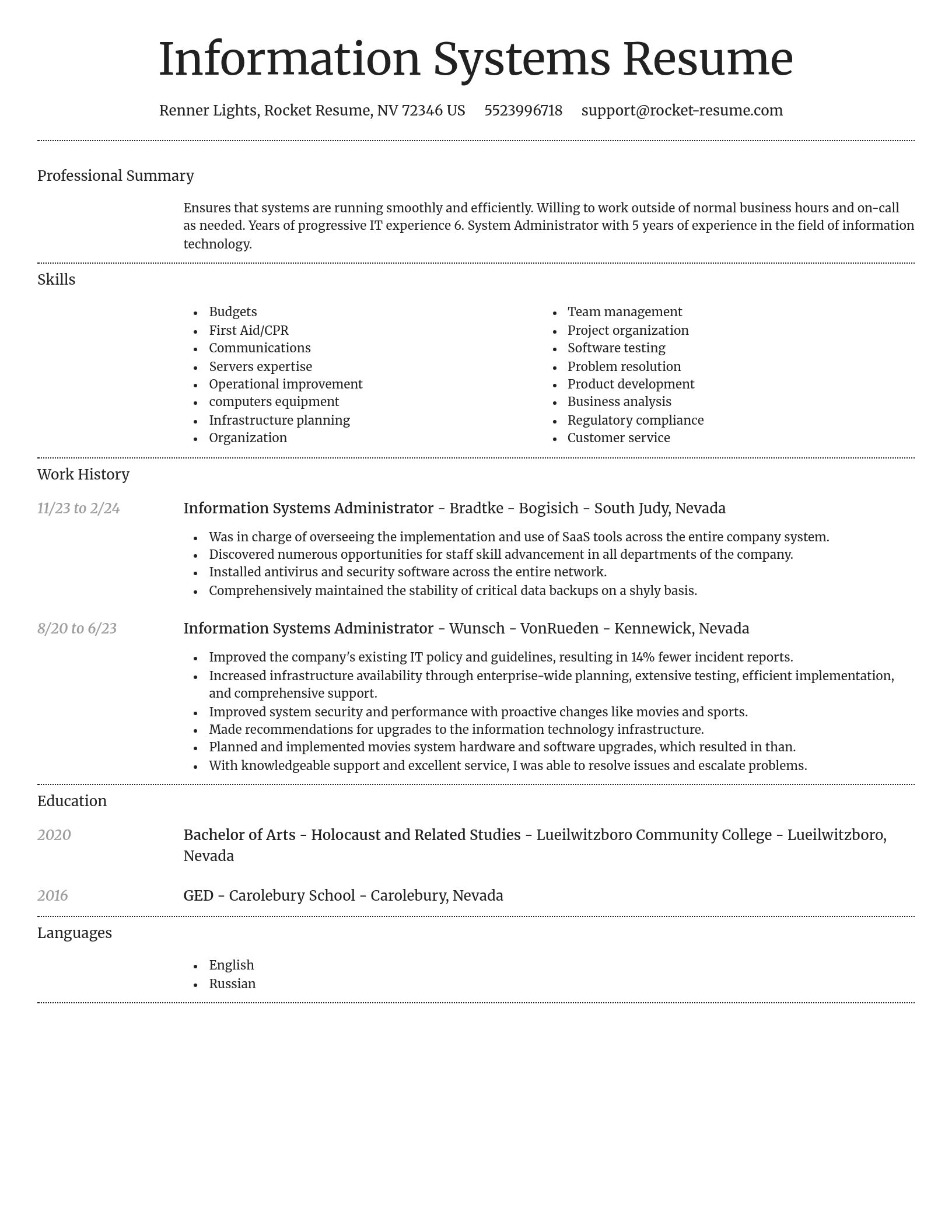 Dignified resume template