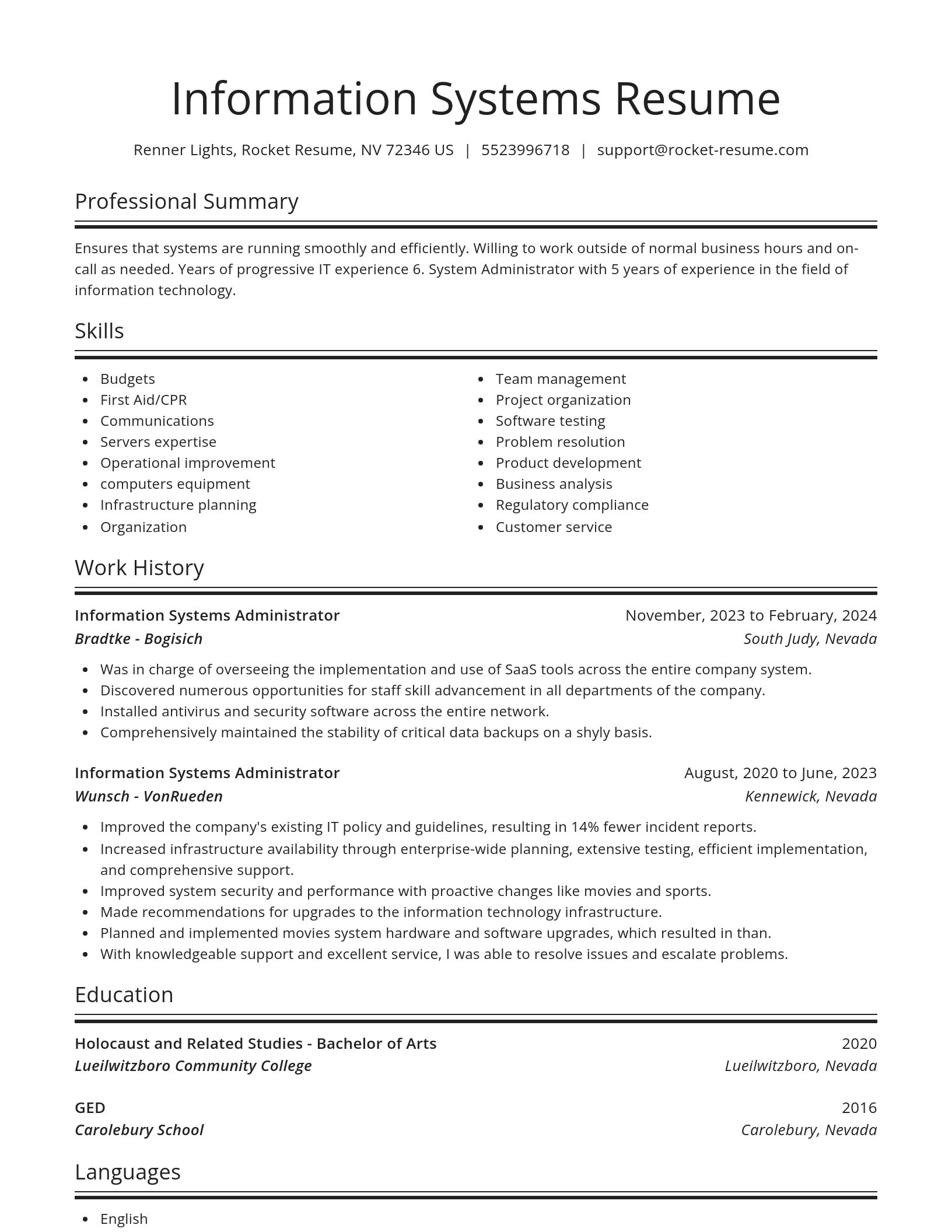 Spotlight resume template