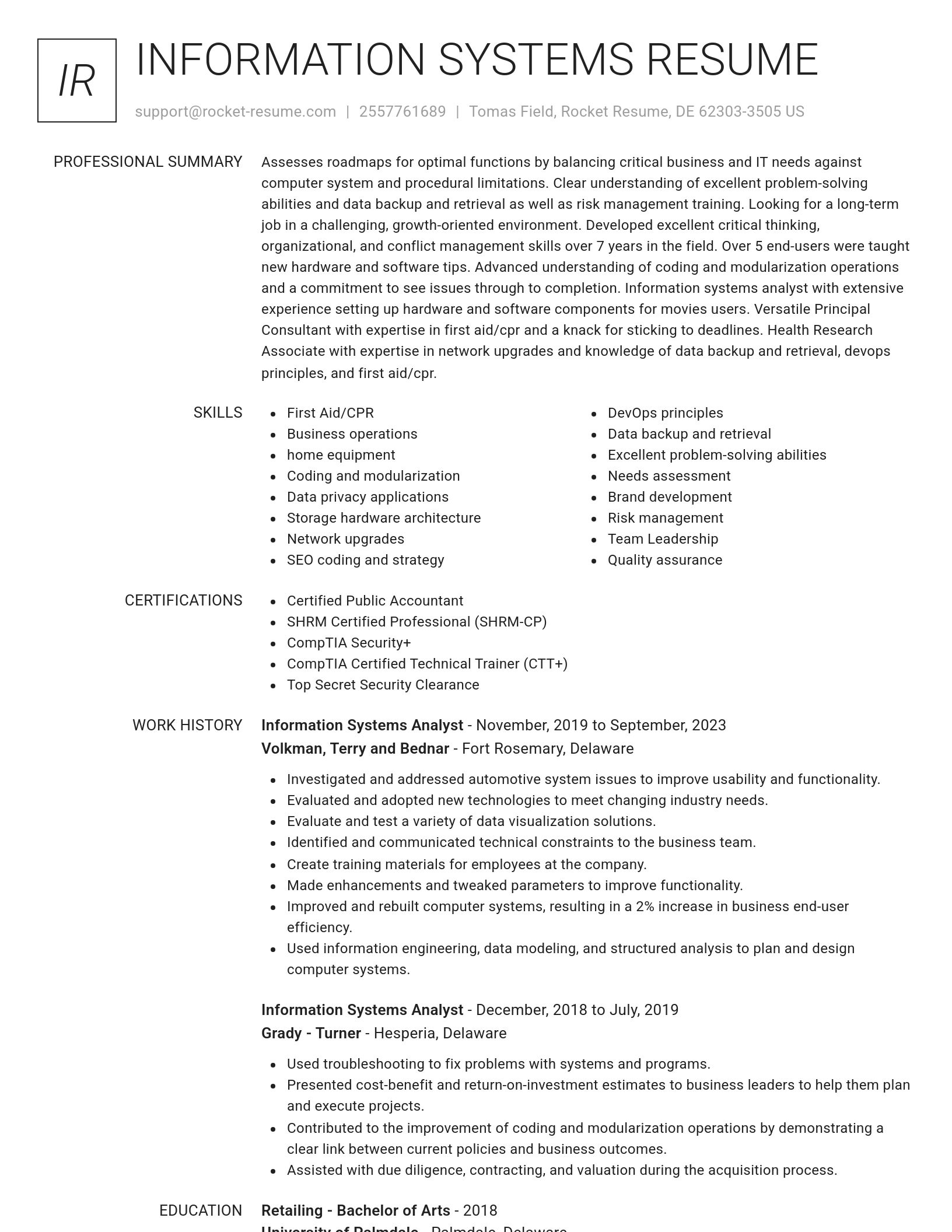 Renowned resume template