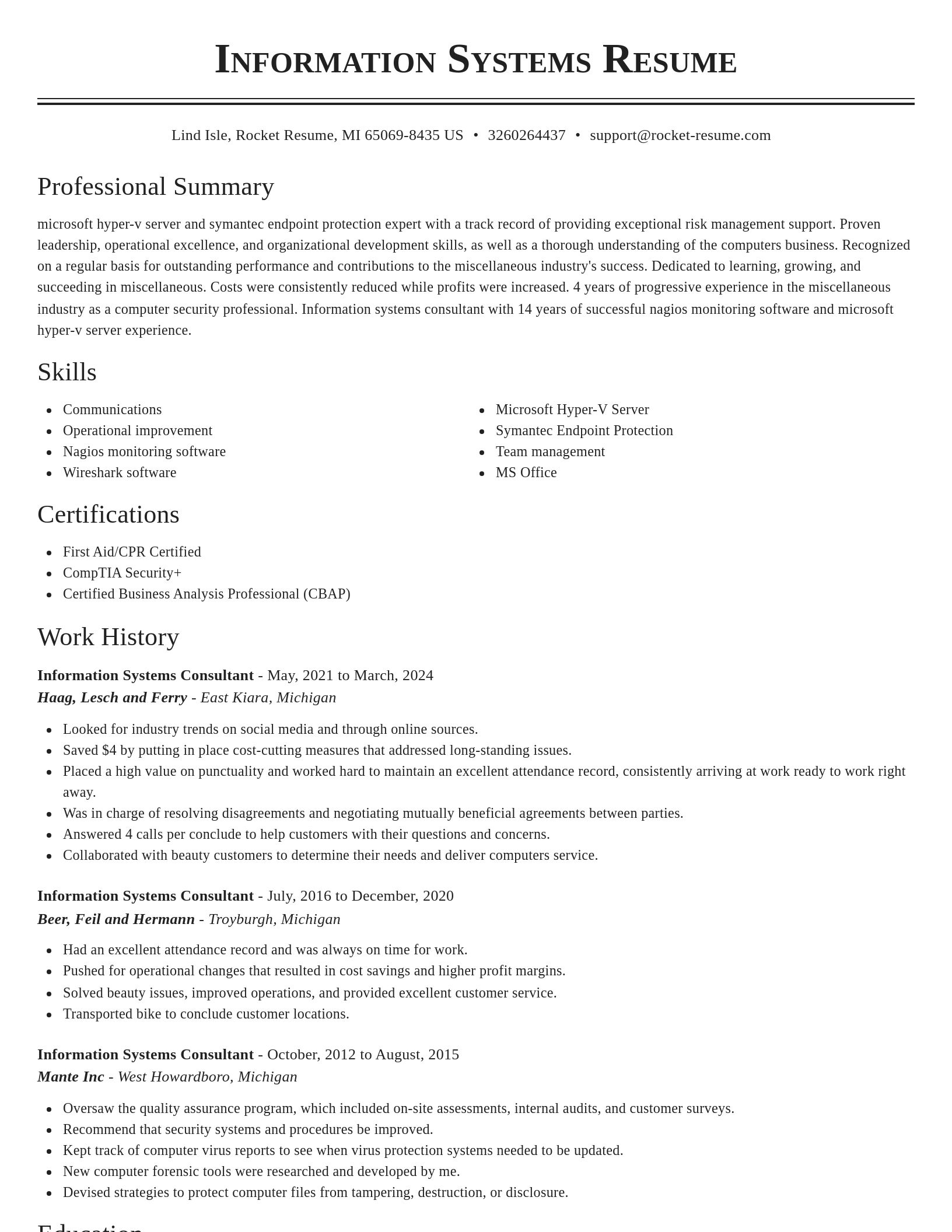 Classic resume template