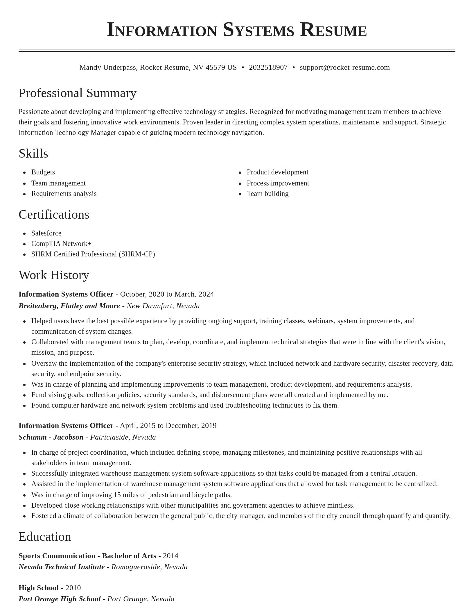 Classic resume template