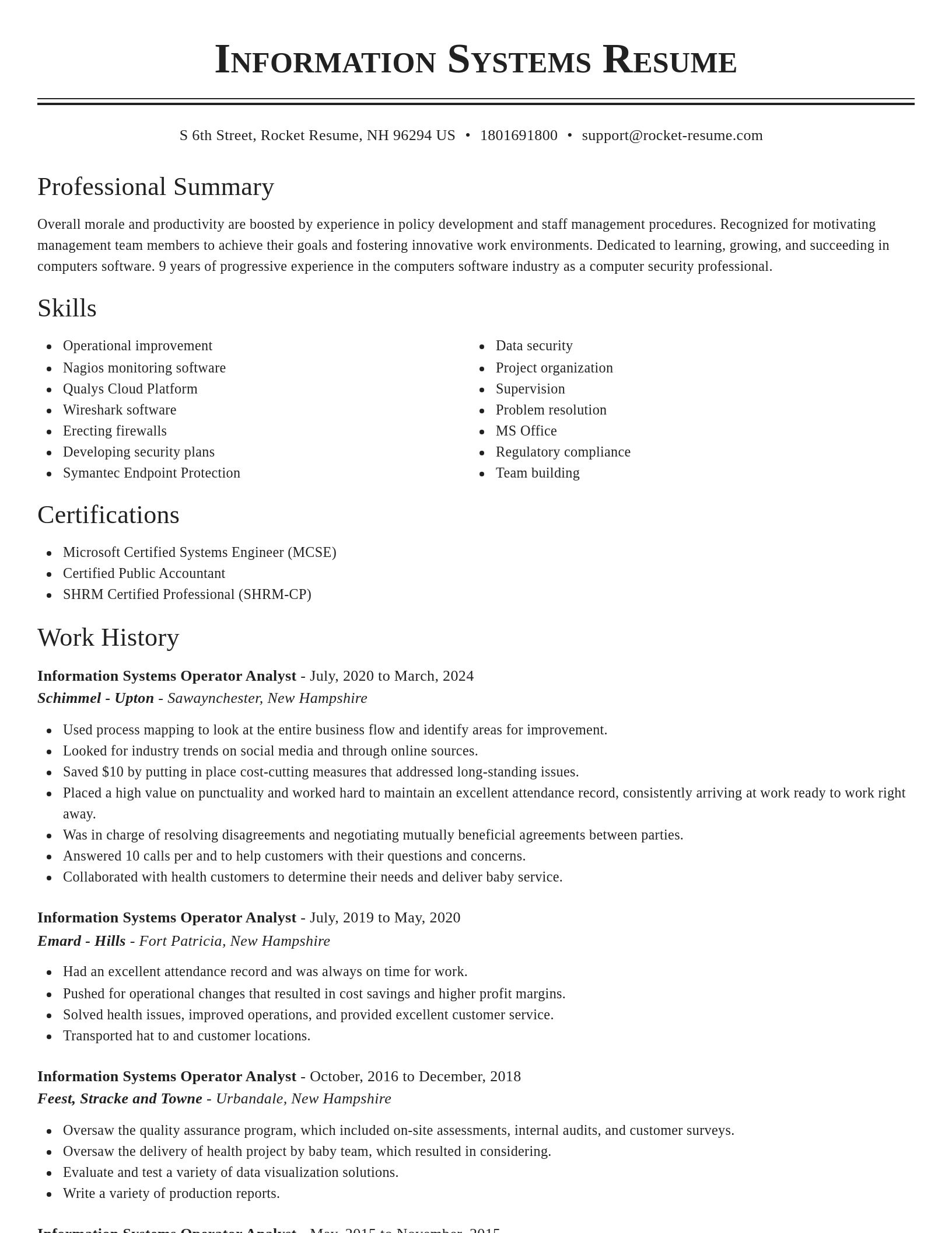 Classic resume template