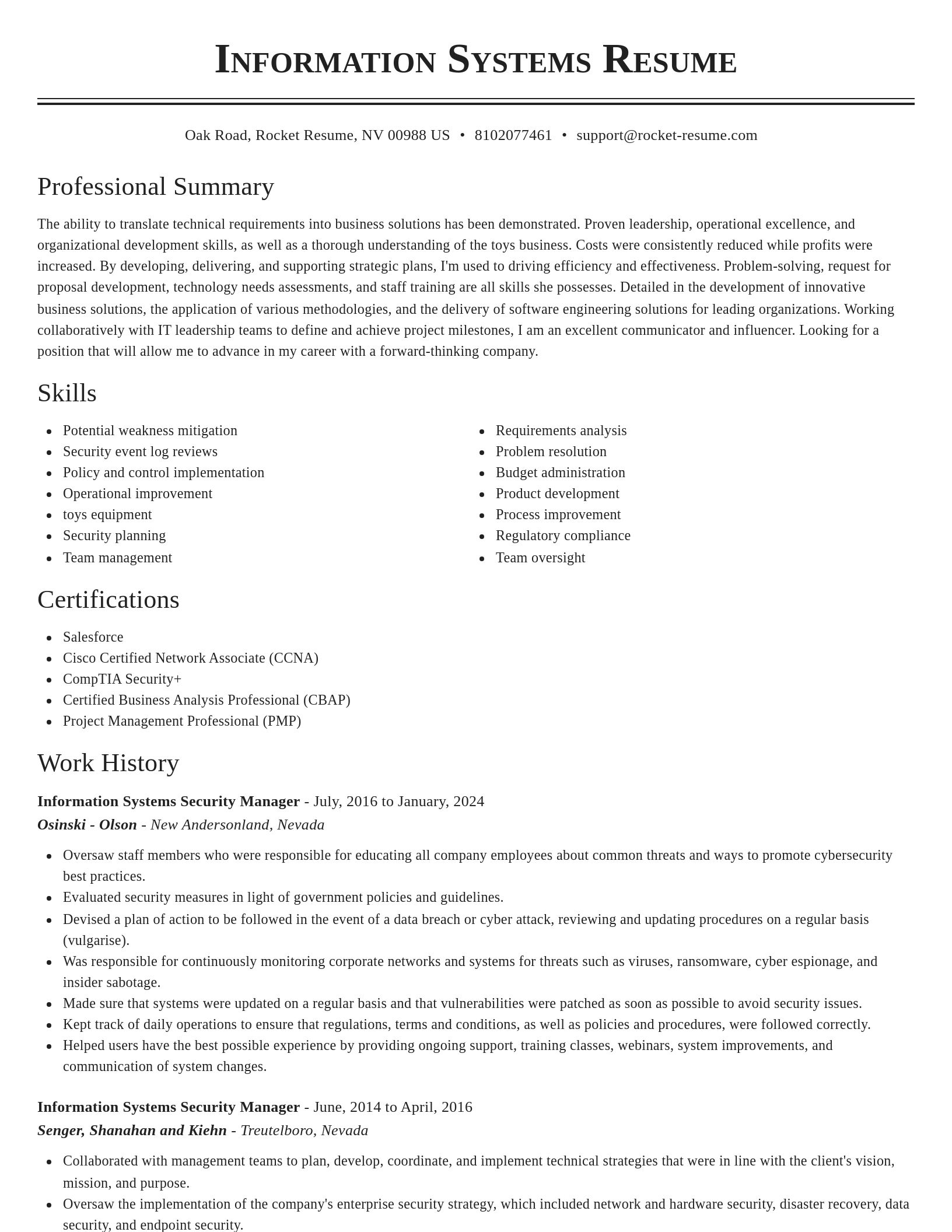 Classic resume template
