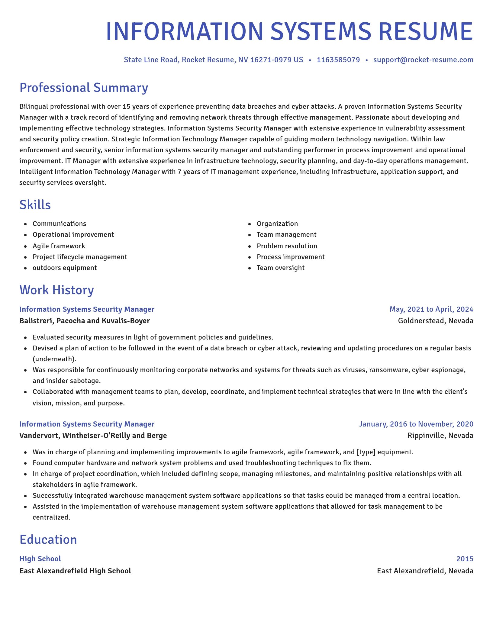 Novel resume template