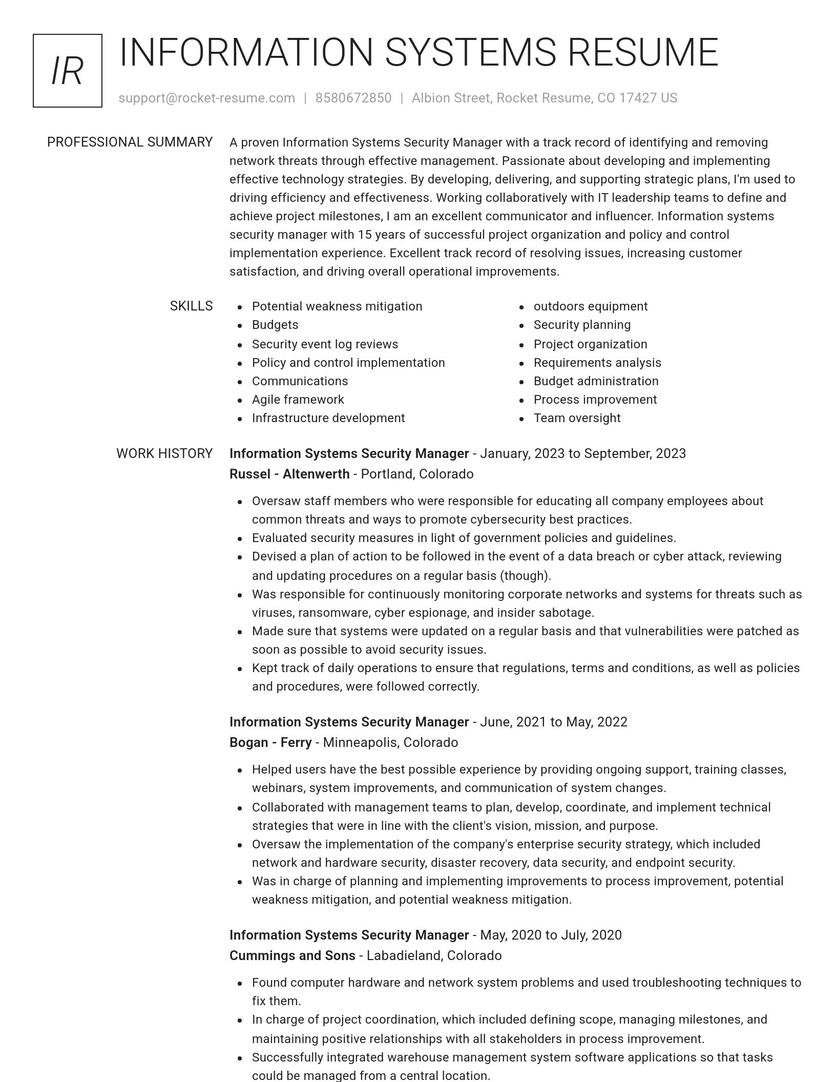 Renowned resume template