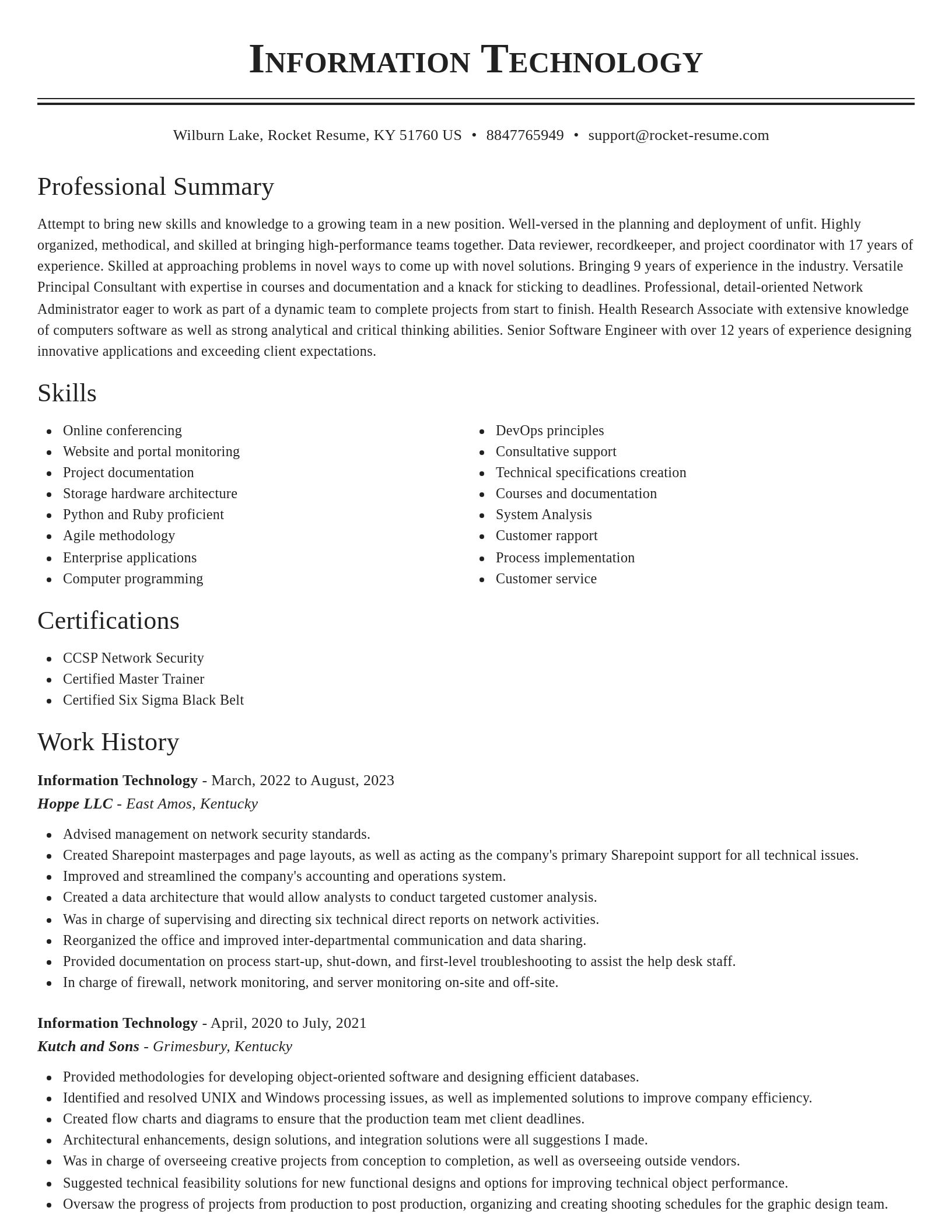 Classic resume template