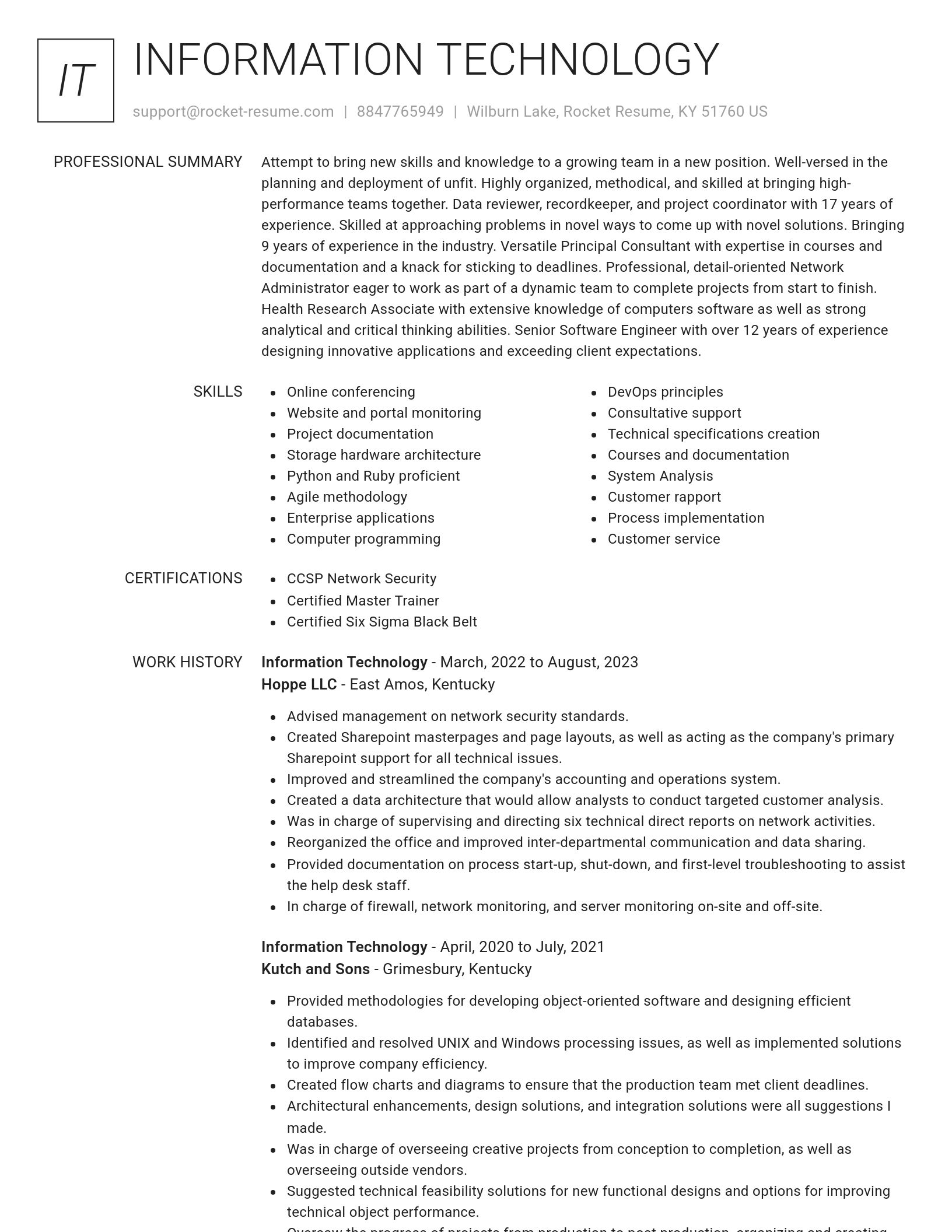 Renowned resume template