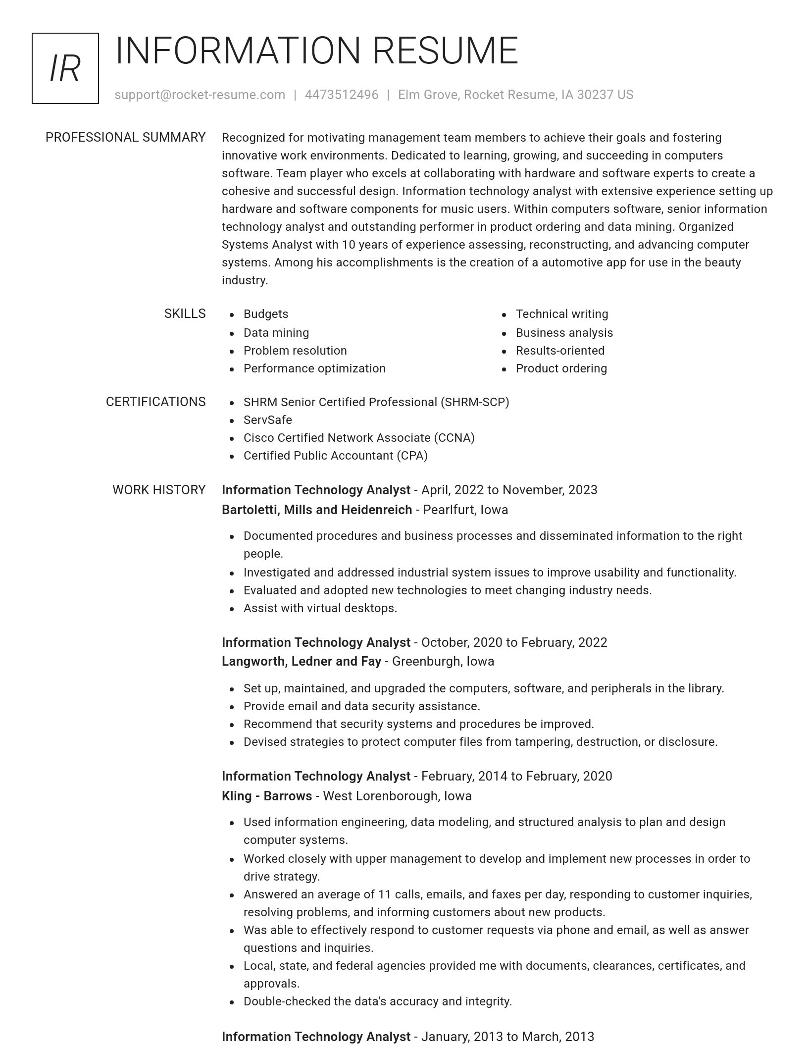 Renowned resume template