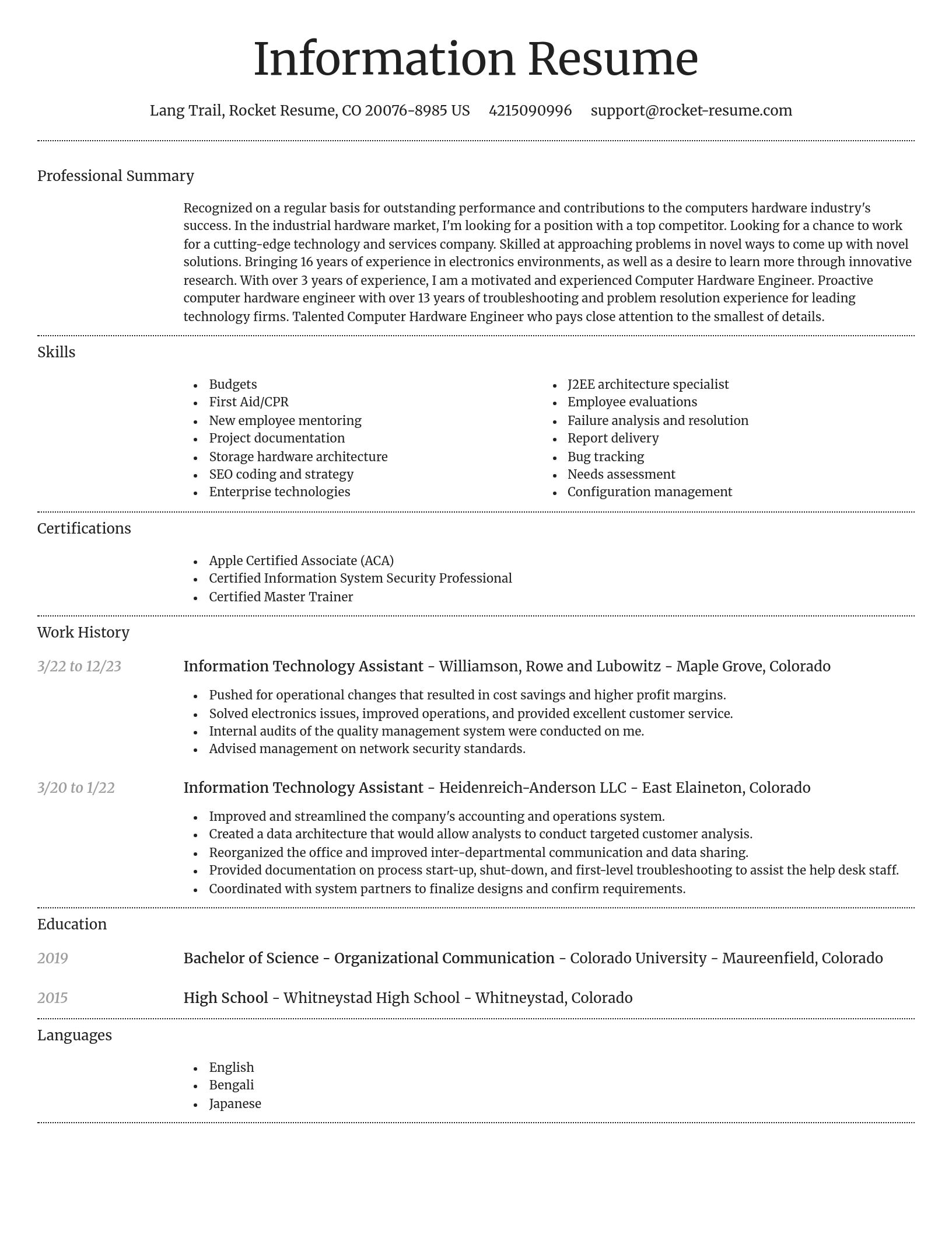 Dignified resume template