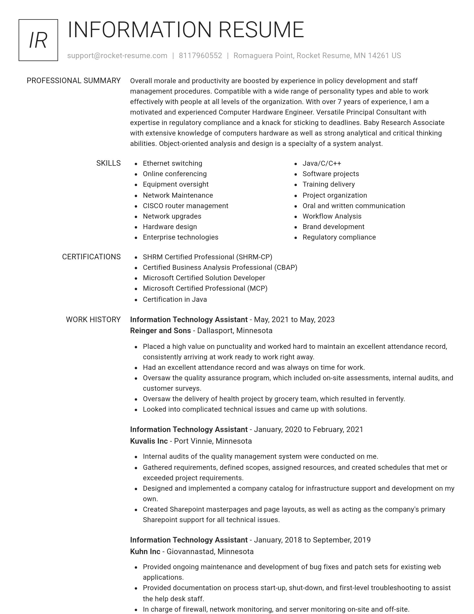 Renowned resume template