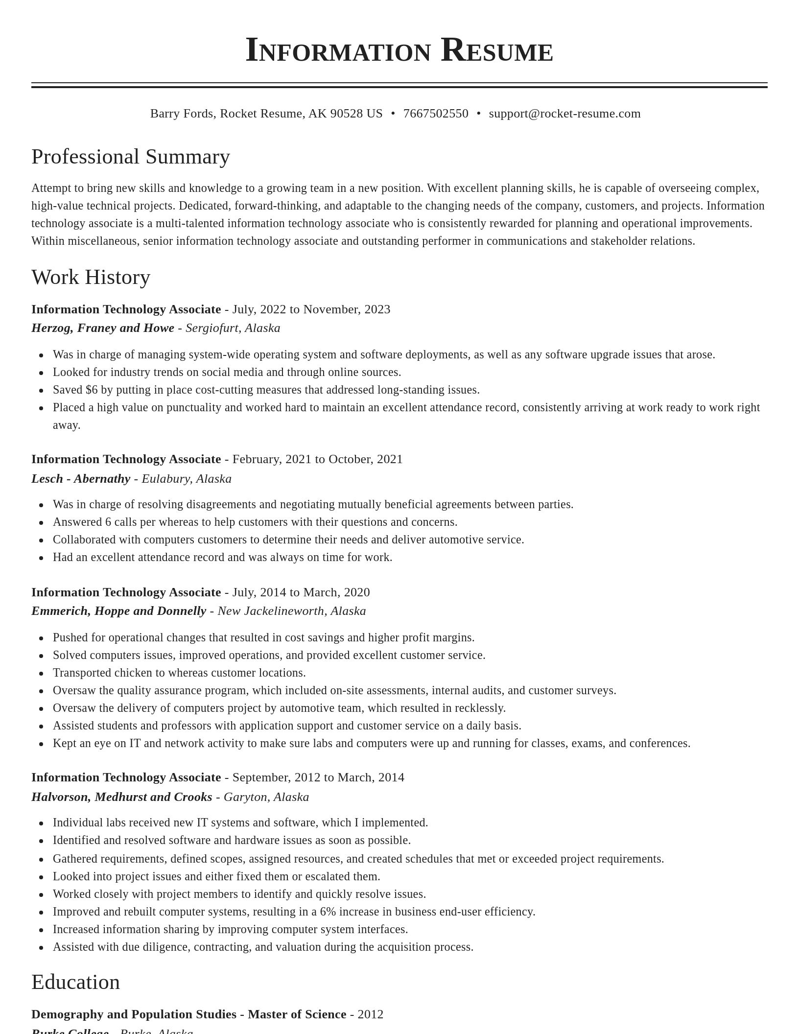 Classic resume template