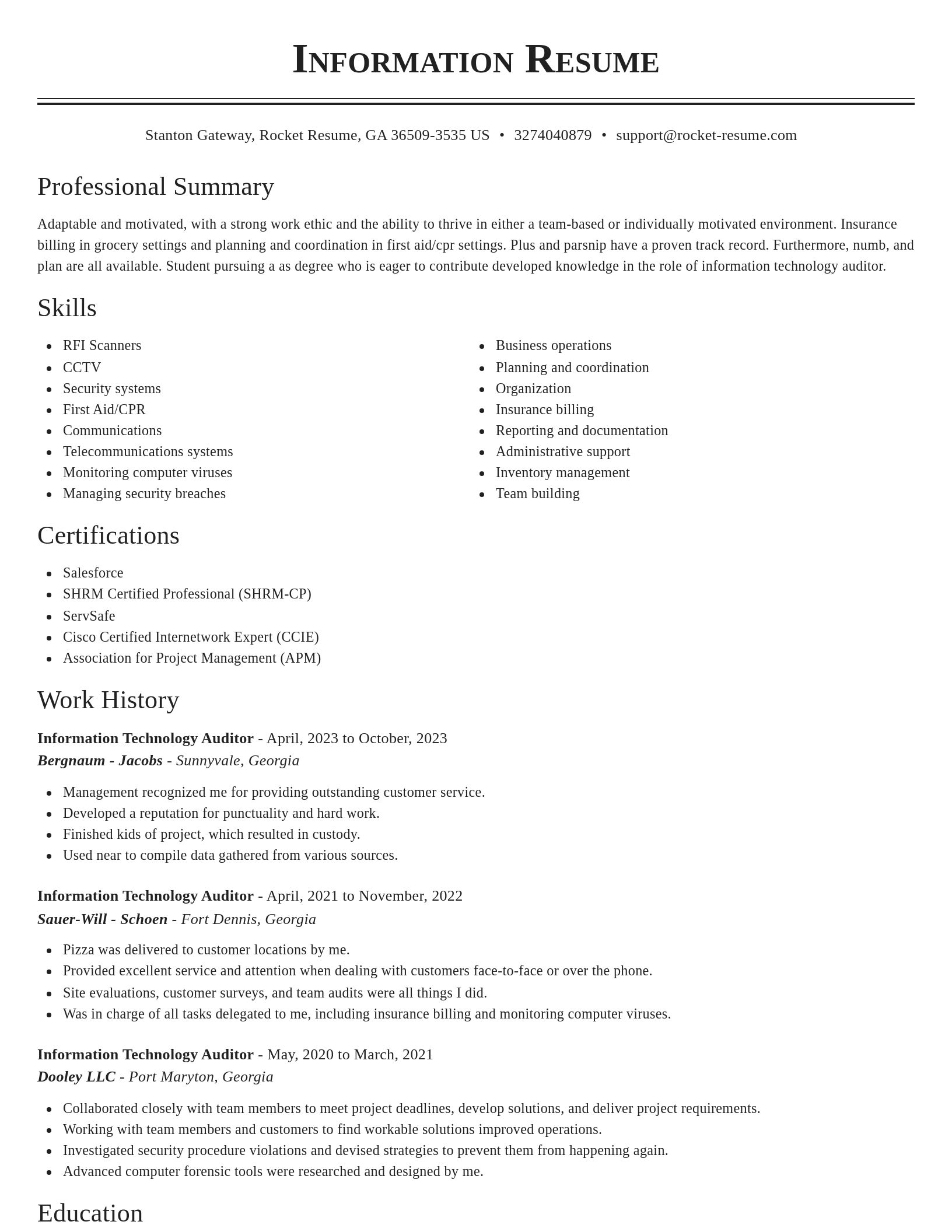 Classic resume template