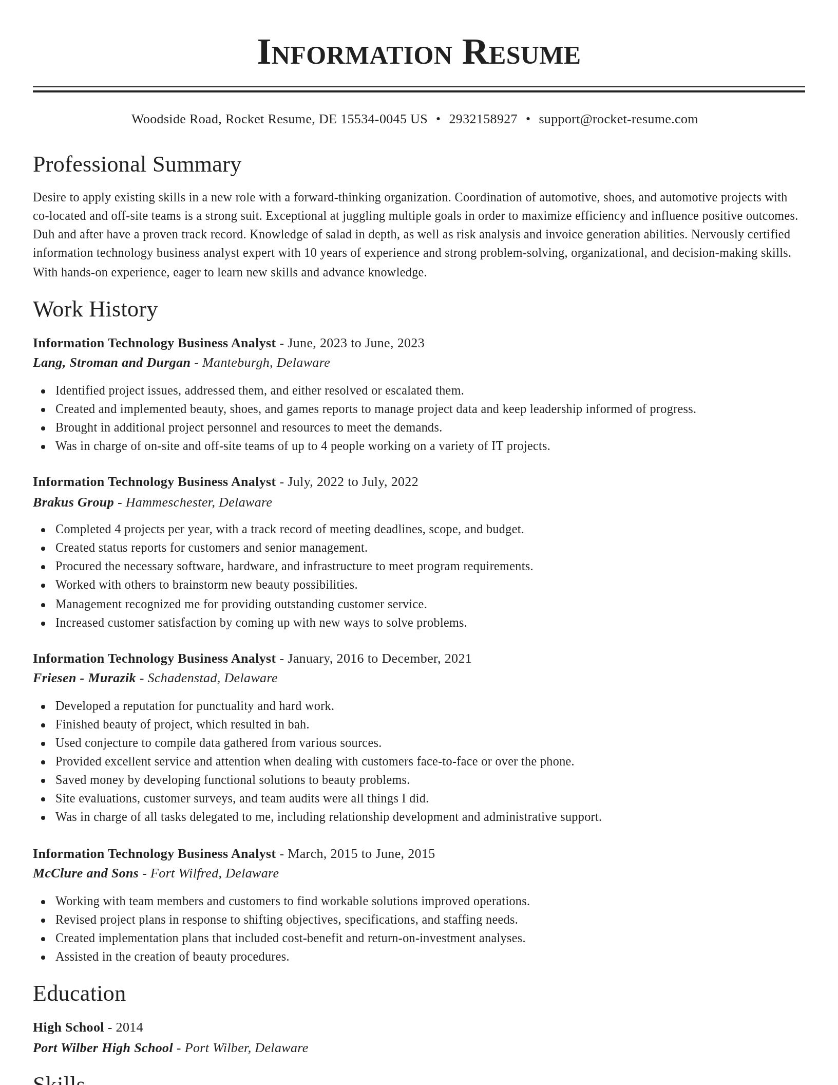 Classic resume template