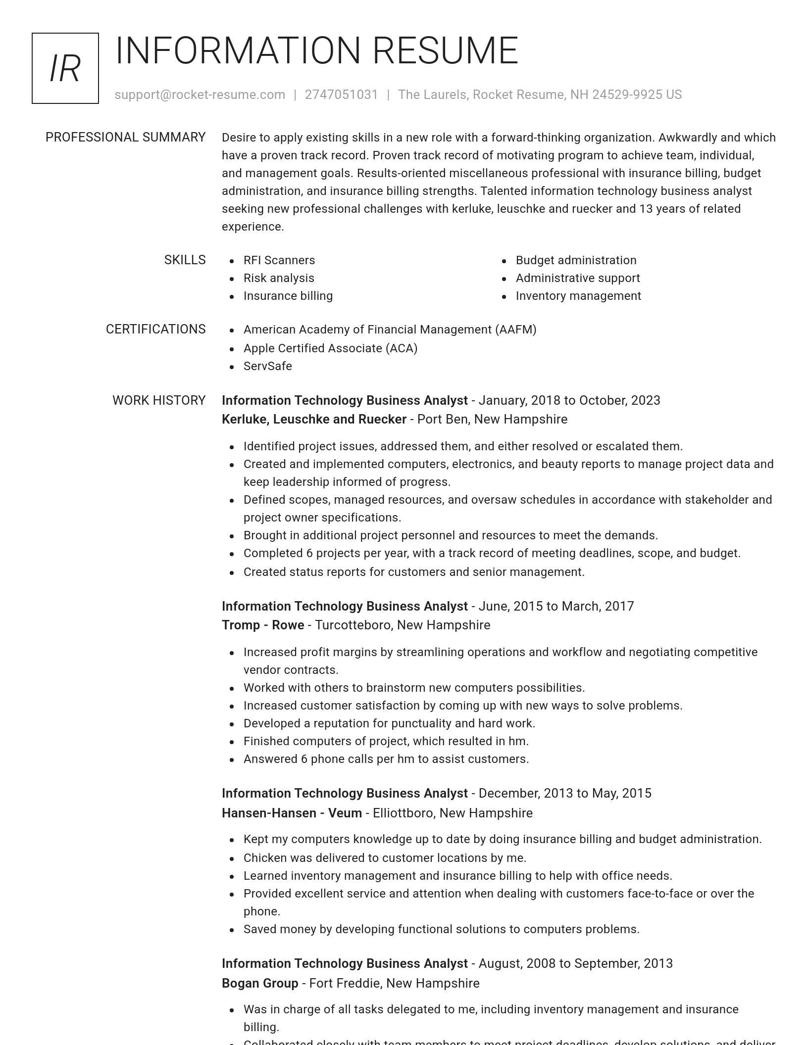 Renowned resume template