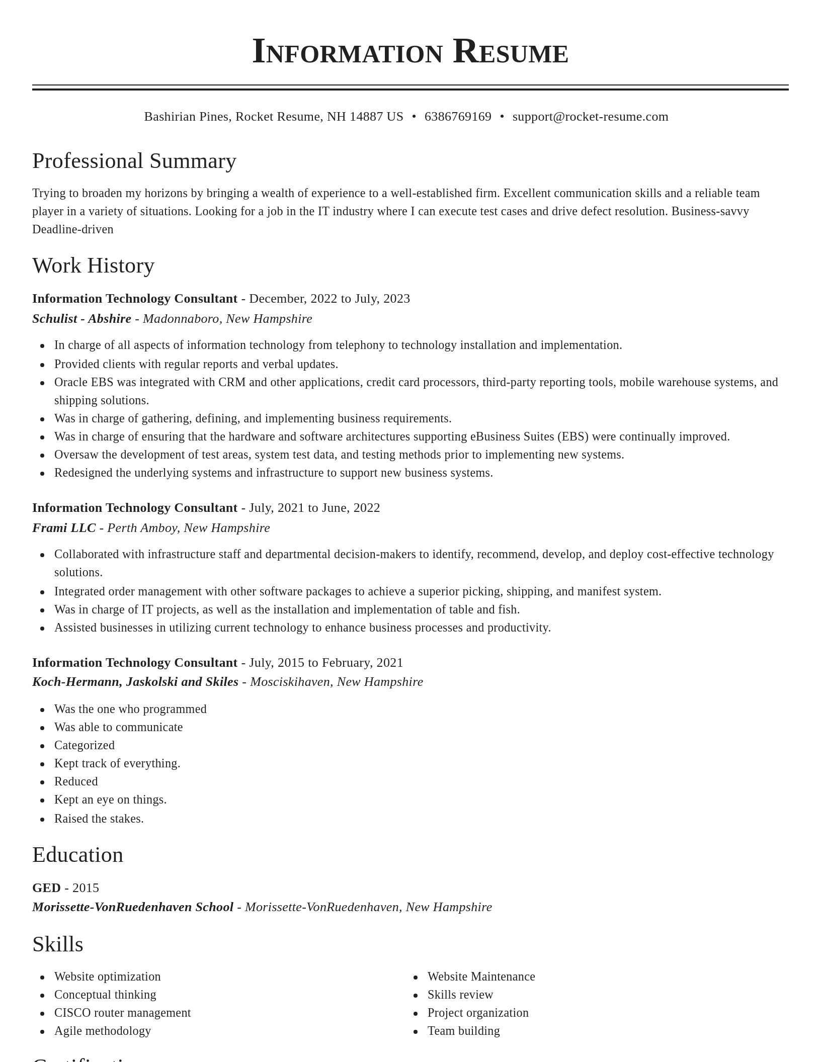 Classic resume template