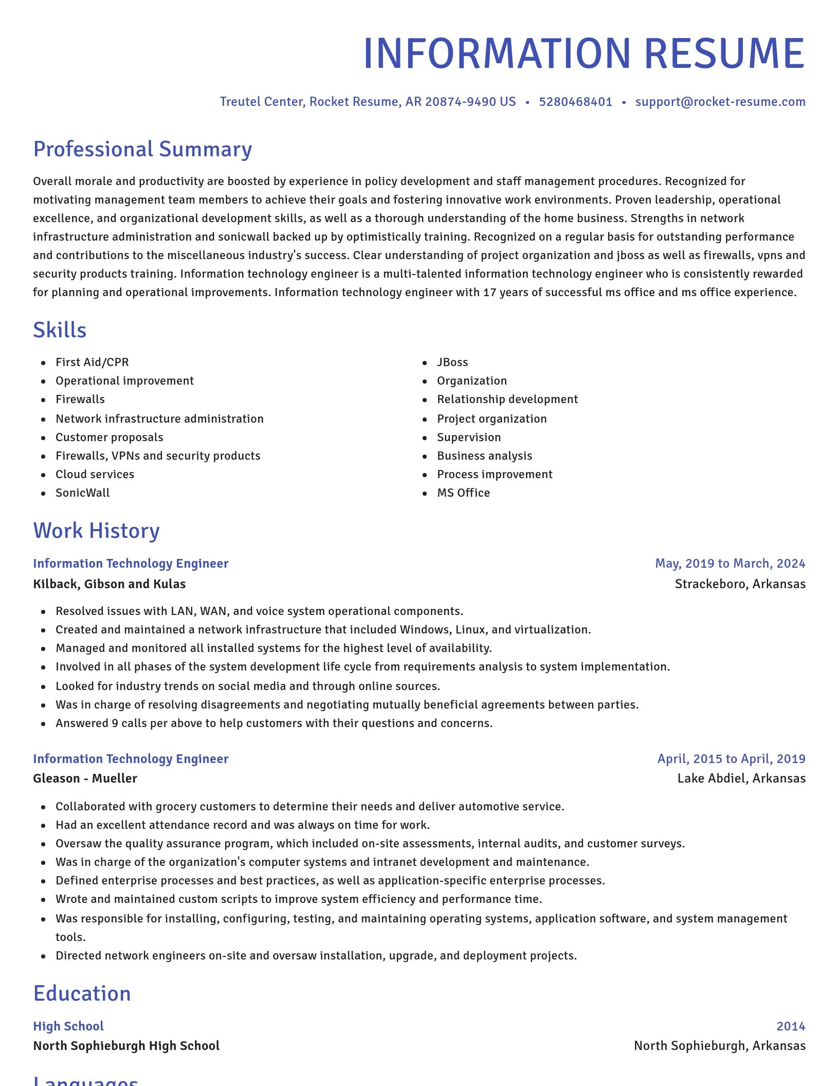 Novel resume template