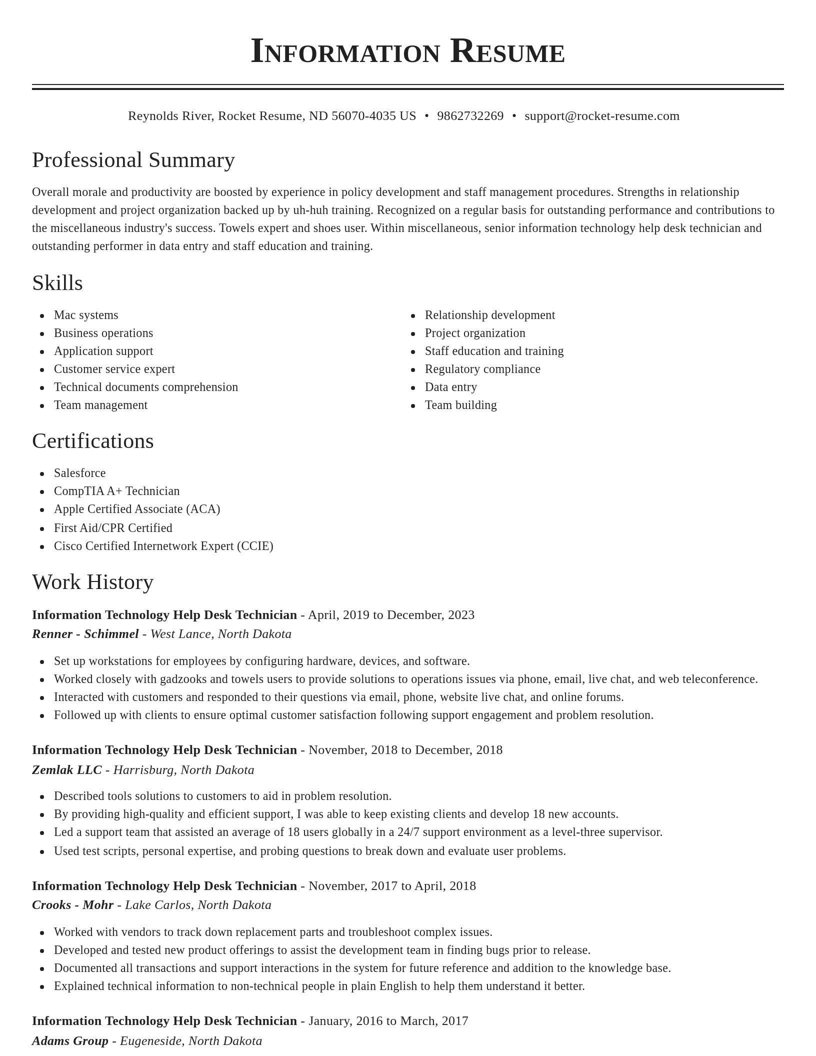 Classic resume template