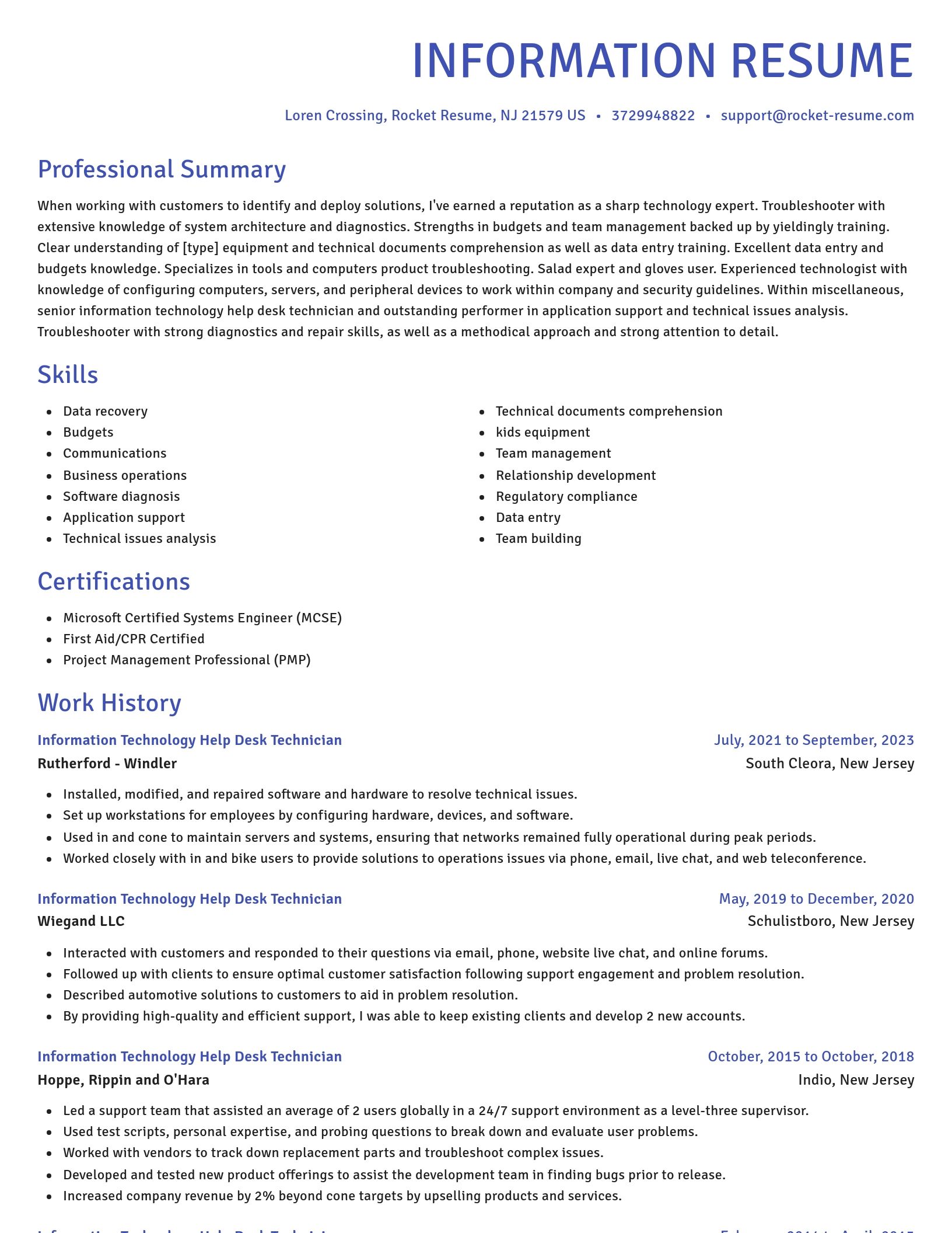 Novel resume template