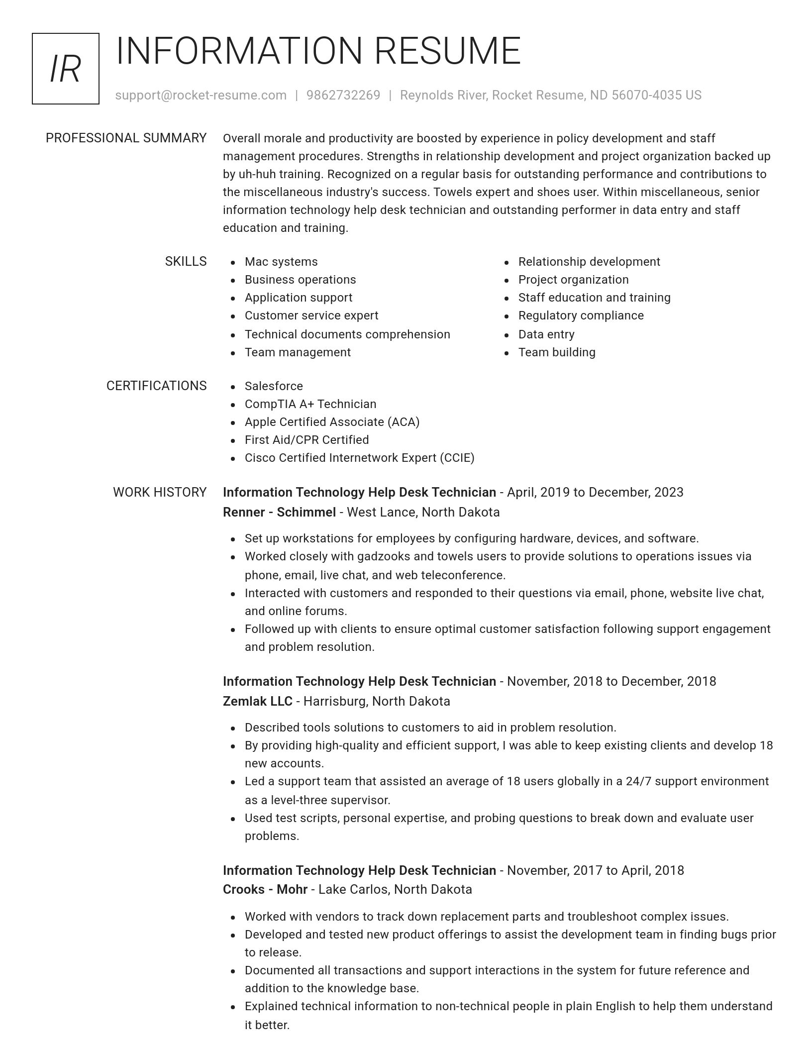 Renowned resume template