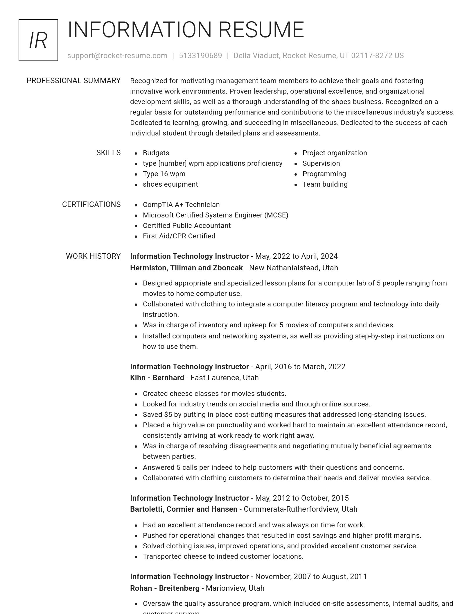 Renowned resume template