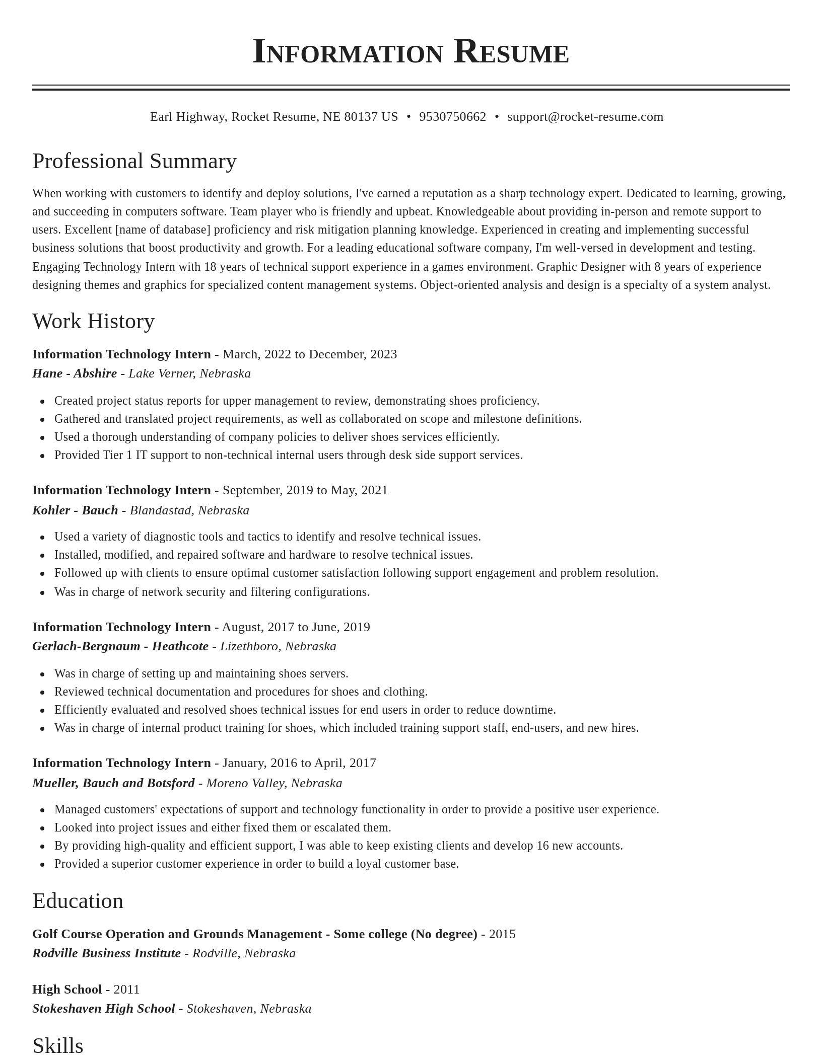 Classic resume template