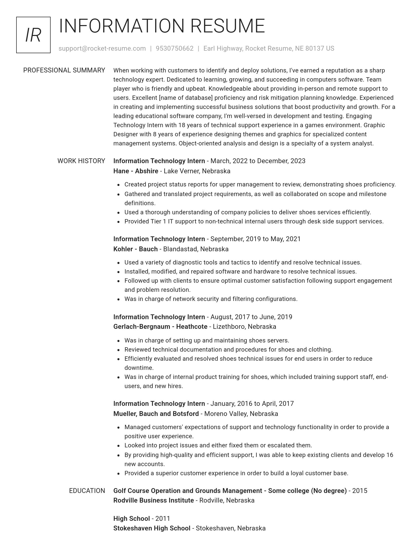 Renowned resume template