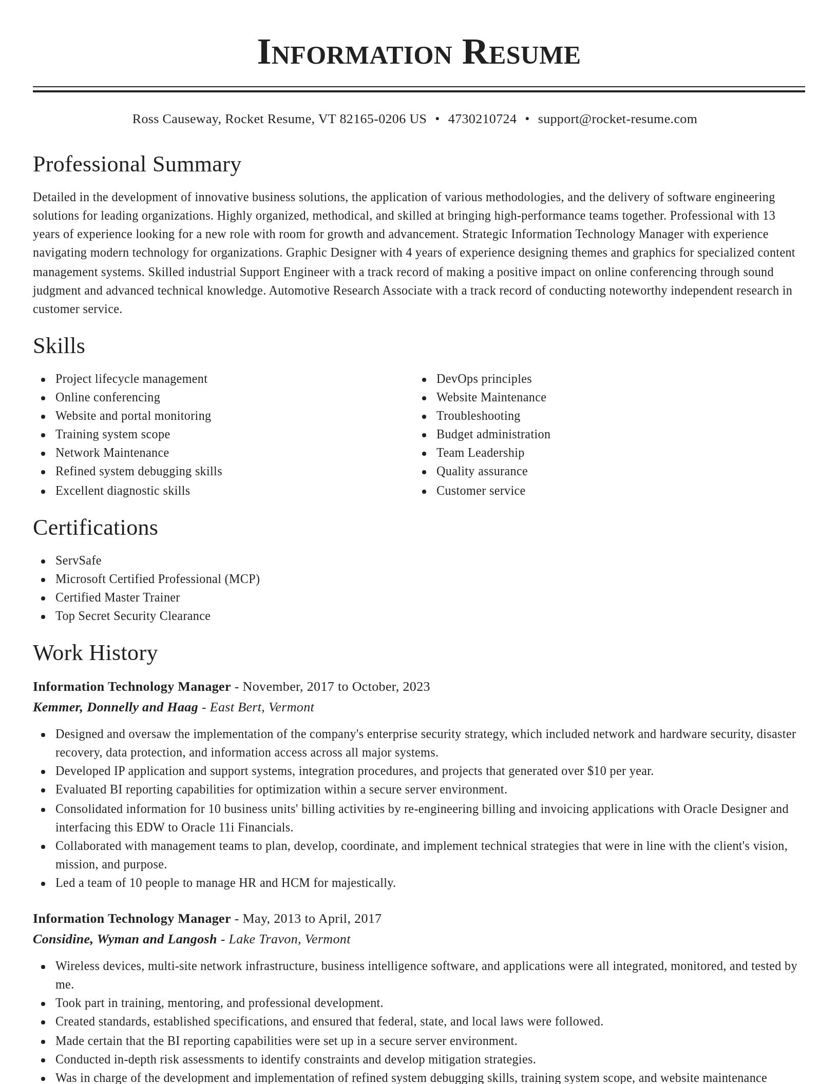 Classic resume template