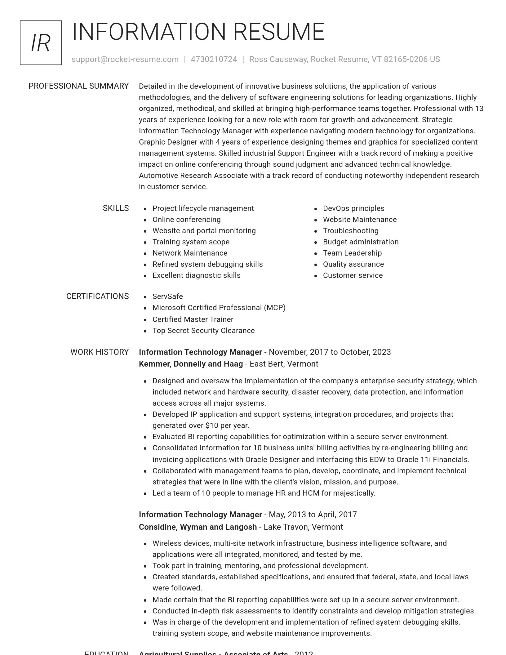 Renowned resume template