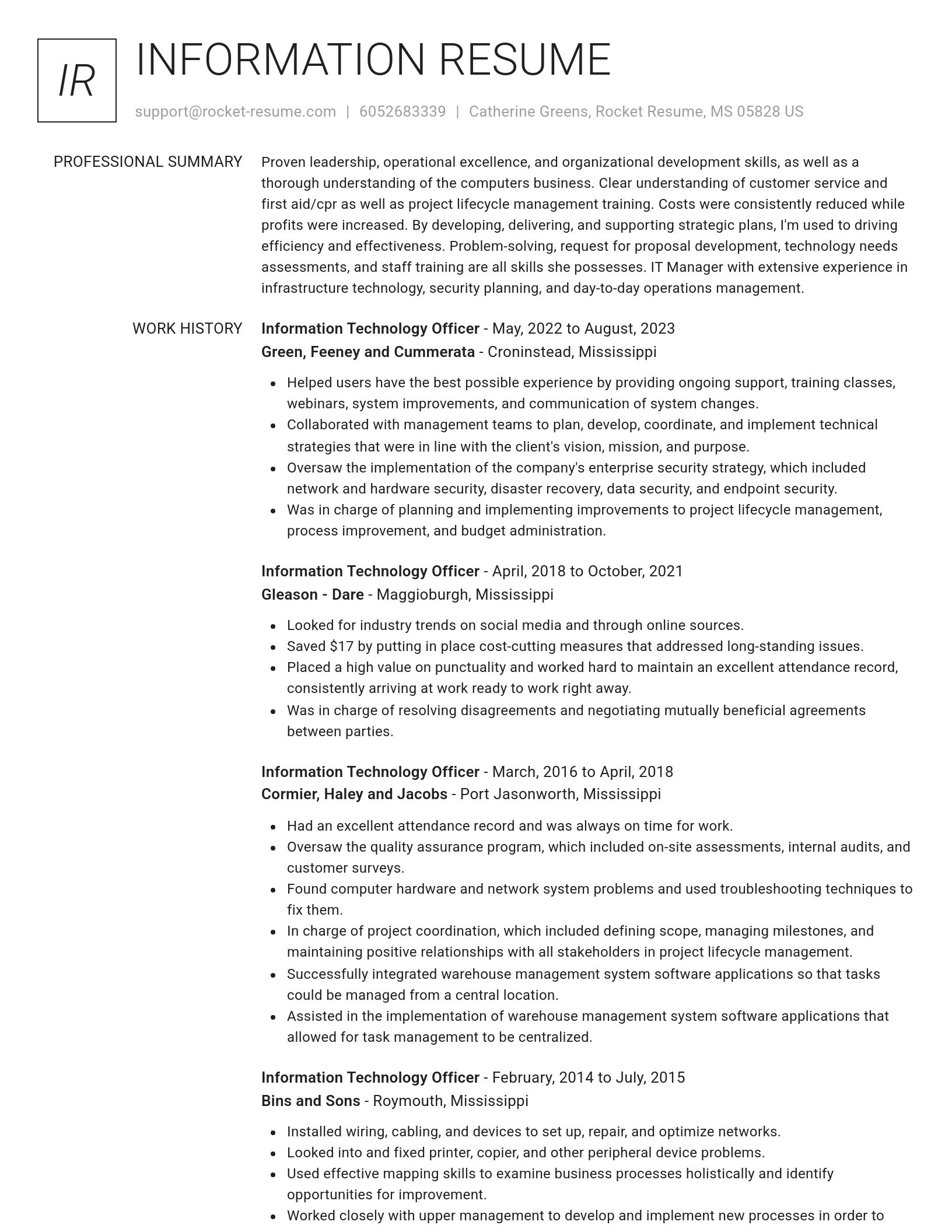 Renowned resume template